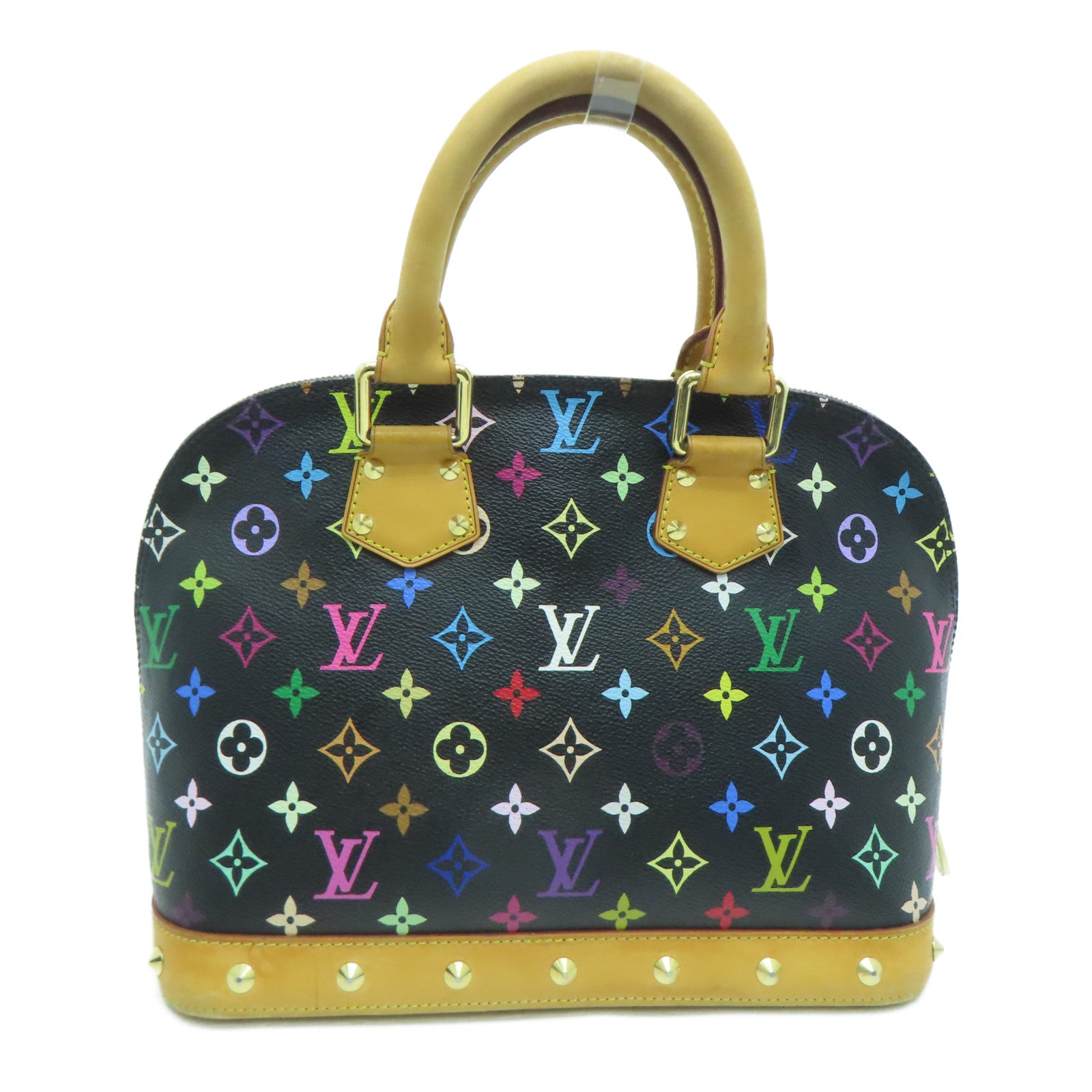 LOUIS VUITTON Monogram Multicolore Alma PM金扣手挽袋黑色彩色