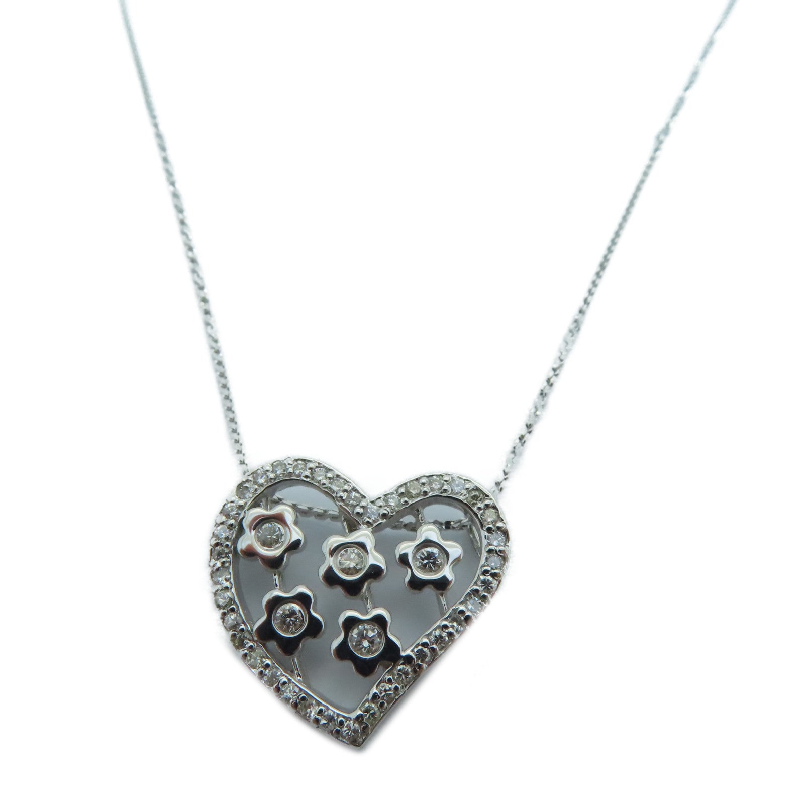 JEWELRY [Sharp Discount] 18K White Gold/925 Sterling Silver Diamond Necklace 0.37ct Diamond Necklace