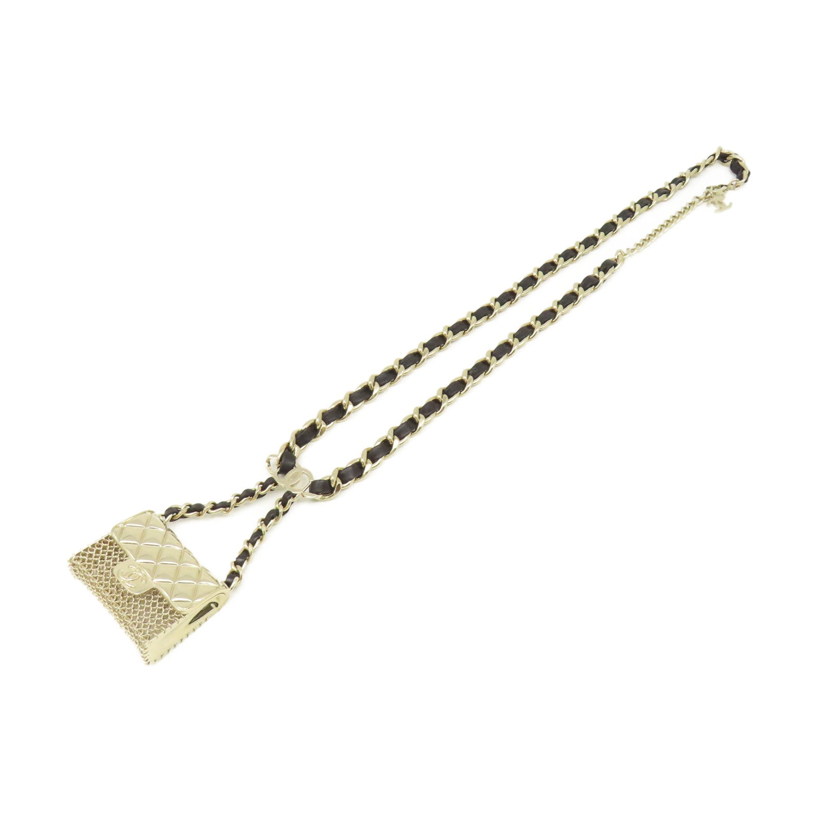 CHANEL 金屬/皮革Belt金扣腰帶黑色/金色