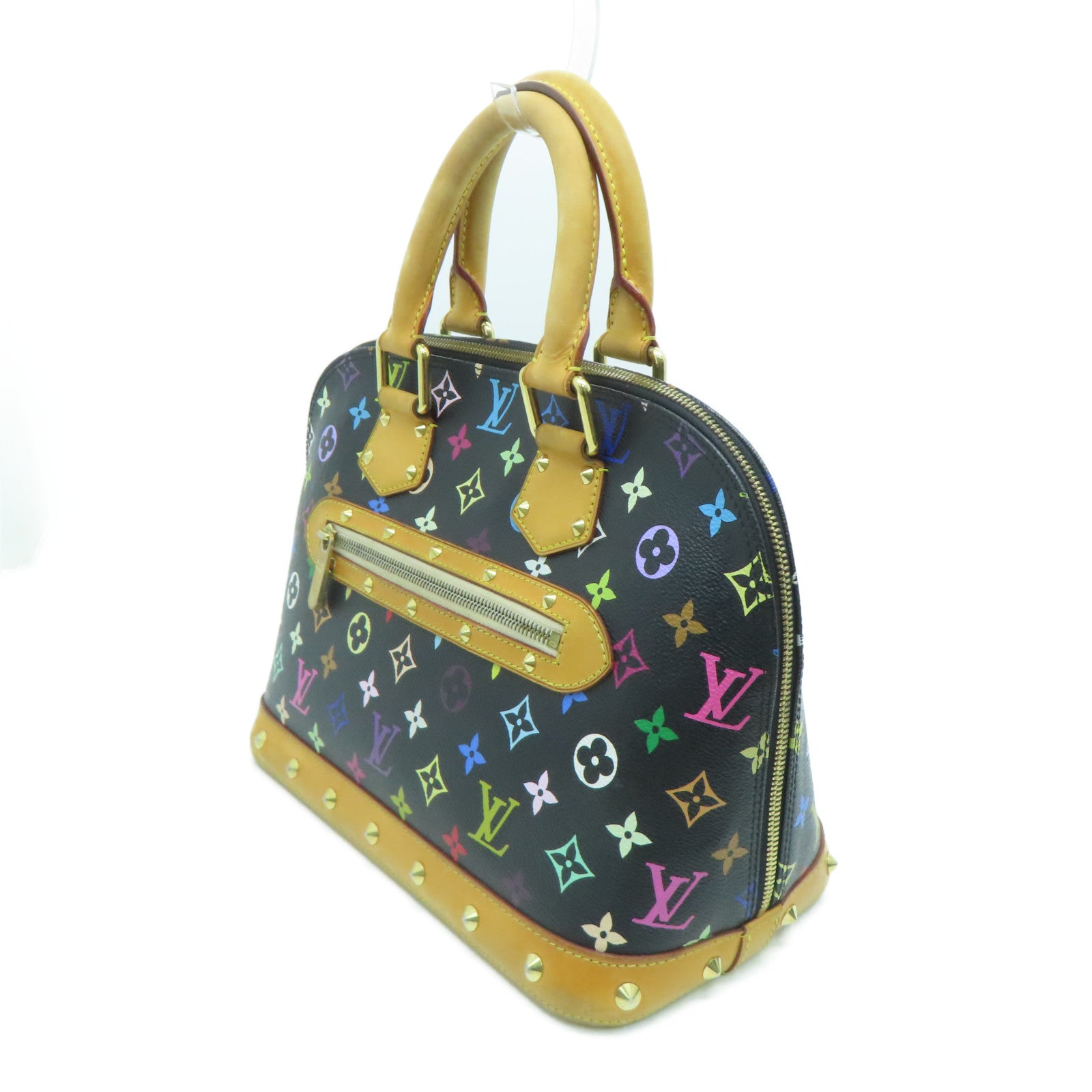 LOUIS VUITTON Monogram Multicolore Alma PM金扣手挽袋黑色彩色