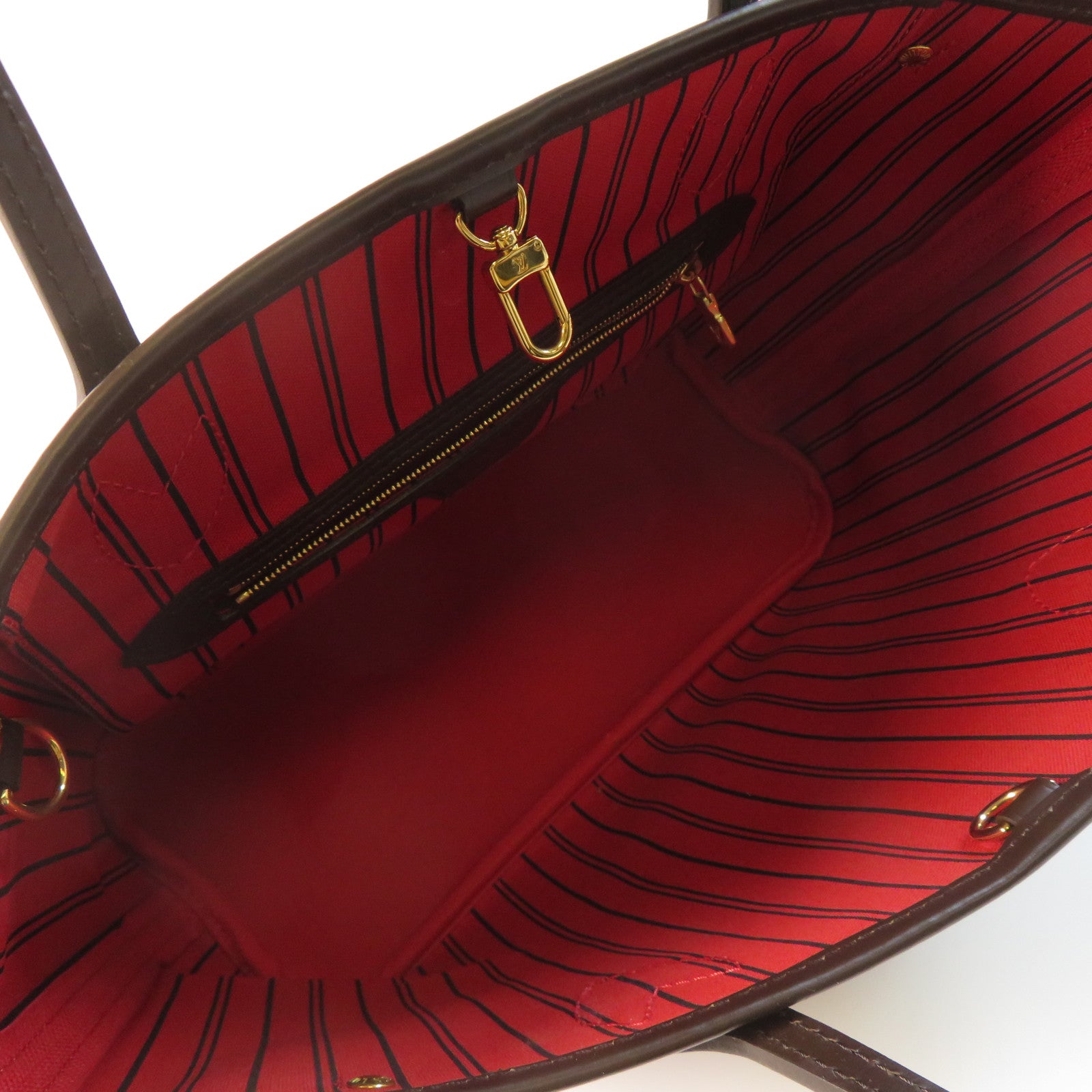 LOUIS VUITTON Damier Ebene Neverfull PM金扣手挽袋啡色