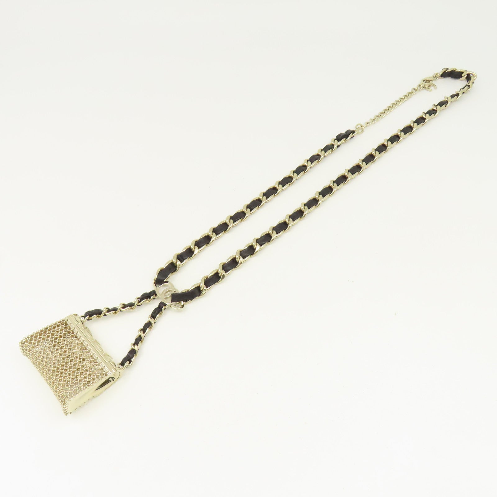 CHANEL 金屬/皮革Belt金扣腰帶黑色/金色