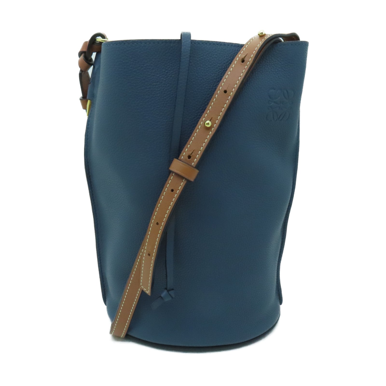 LOEWE 牛皮皮革Shoulder Bag金扣肩背袋藍色