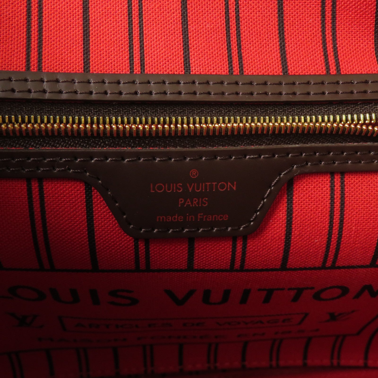 LOUIS VUITTON Damier Ebene Neverfull PM金扣手挽袋啡色