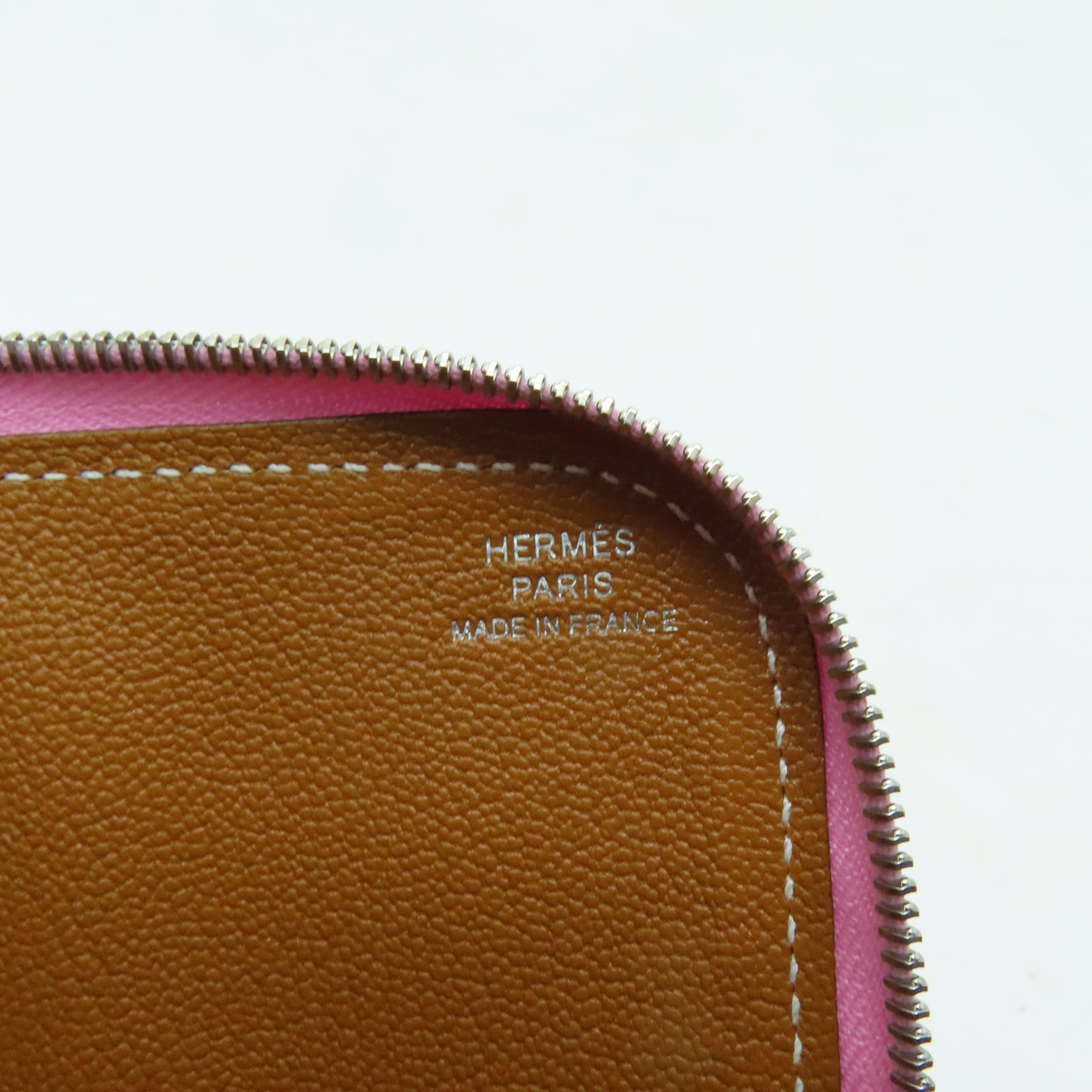 HERMES Veau Epsom皮革Remix Duo銀扣長錢包Mauve Sylvestre粉紅色/黃色