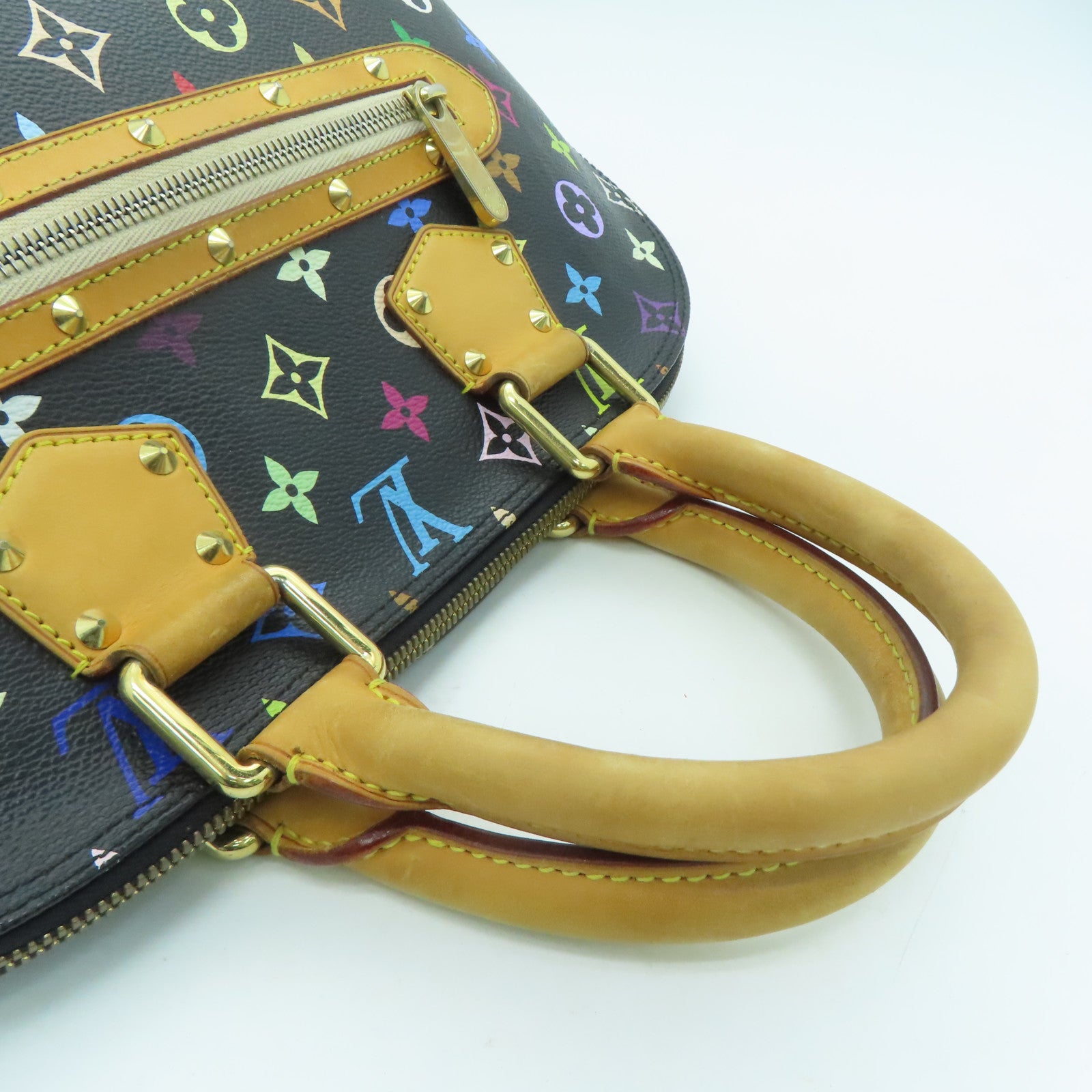 LOUIS VUITTON Monogram Multicolore Alma PM金扣手挽袋黑色彩色