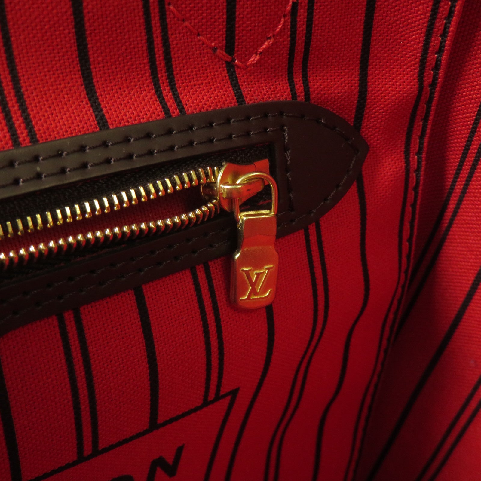 LOUIS VUITTON Damier Ebene Neverfull PM金扣手挽袋啡色