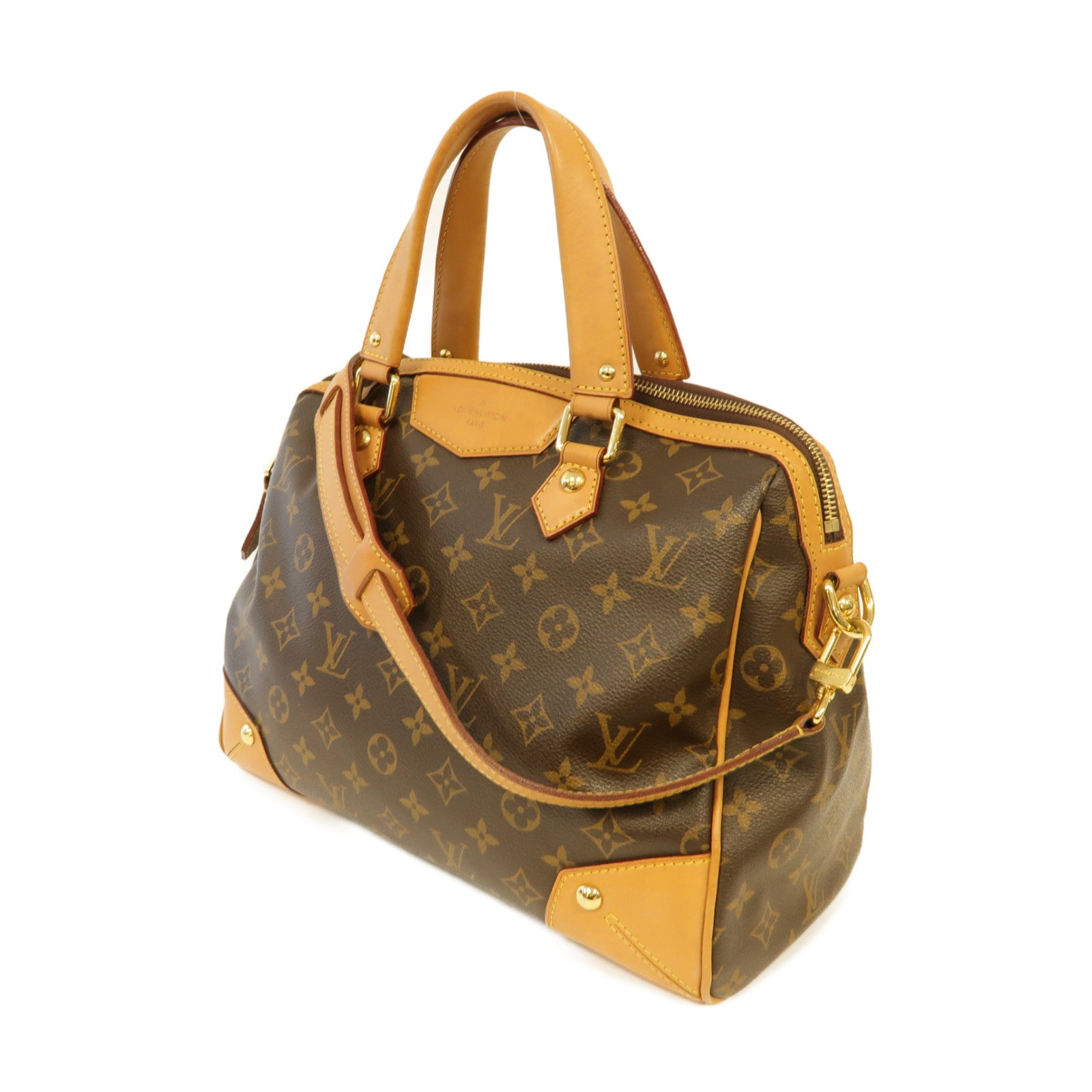 LOUIS VUITTON Monogram Retiro PM金扣手挽肩背兩用袋棕色