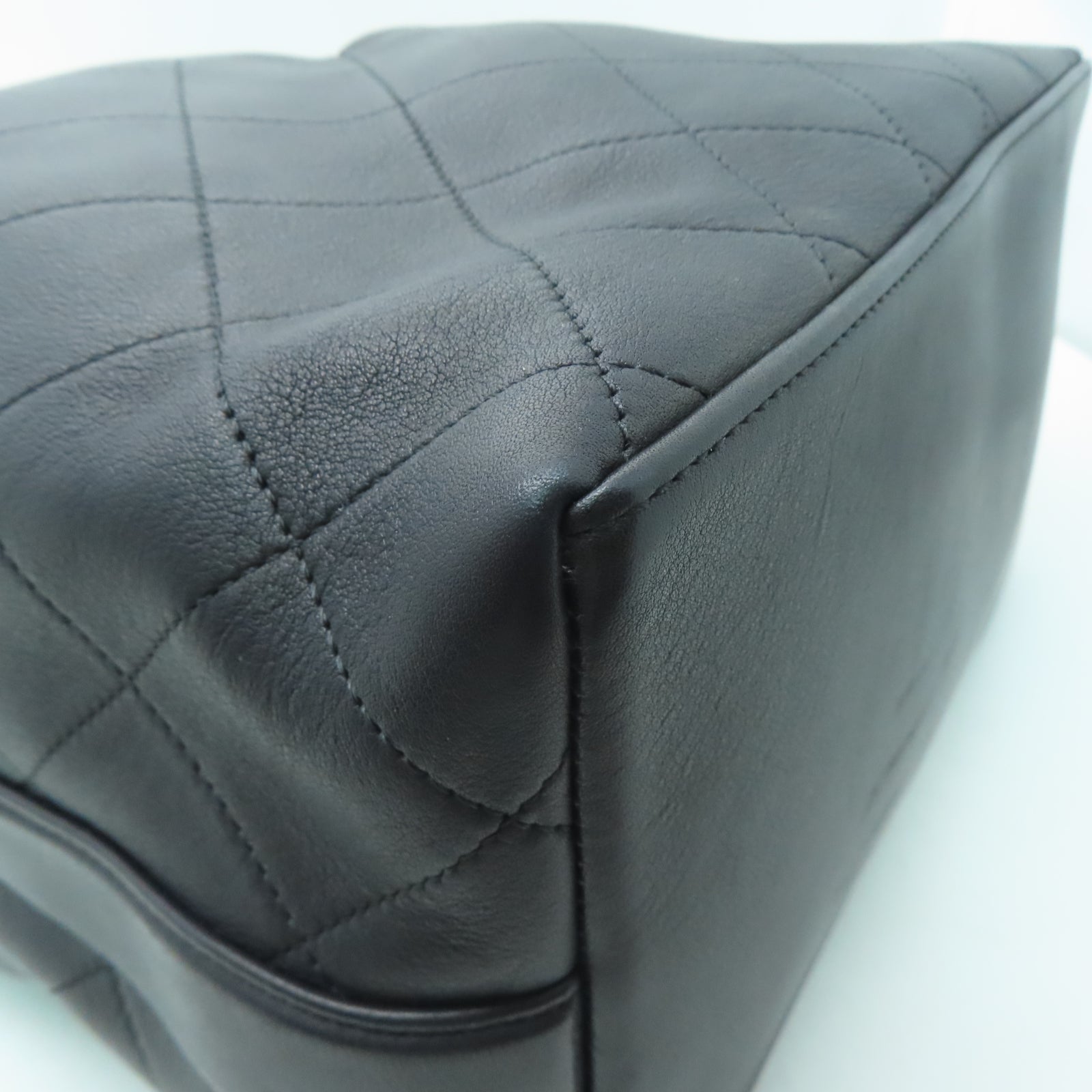 CHANEL 菱格牛皮皮革Shoulder Bag金扣手挽肩背兩用袋黑色