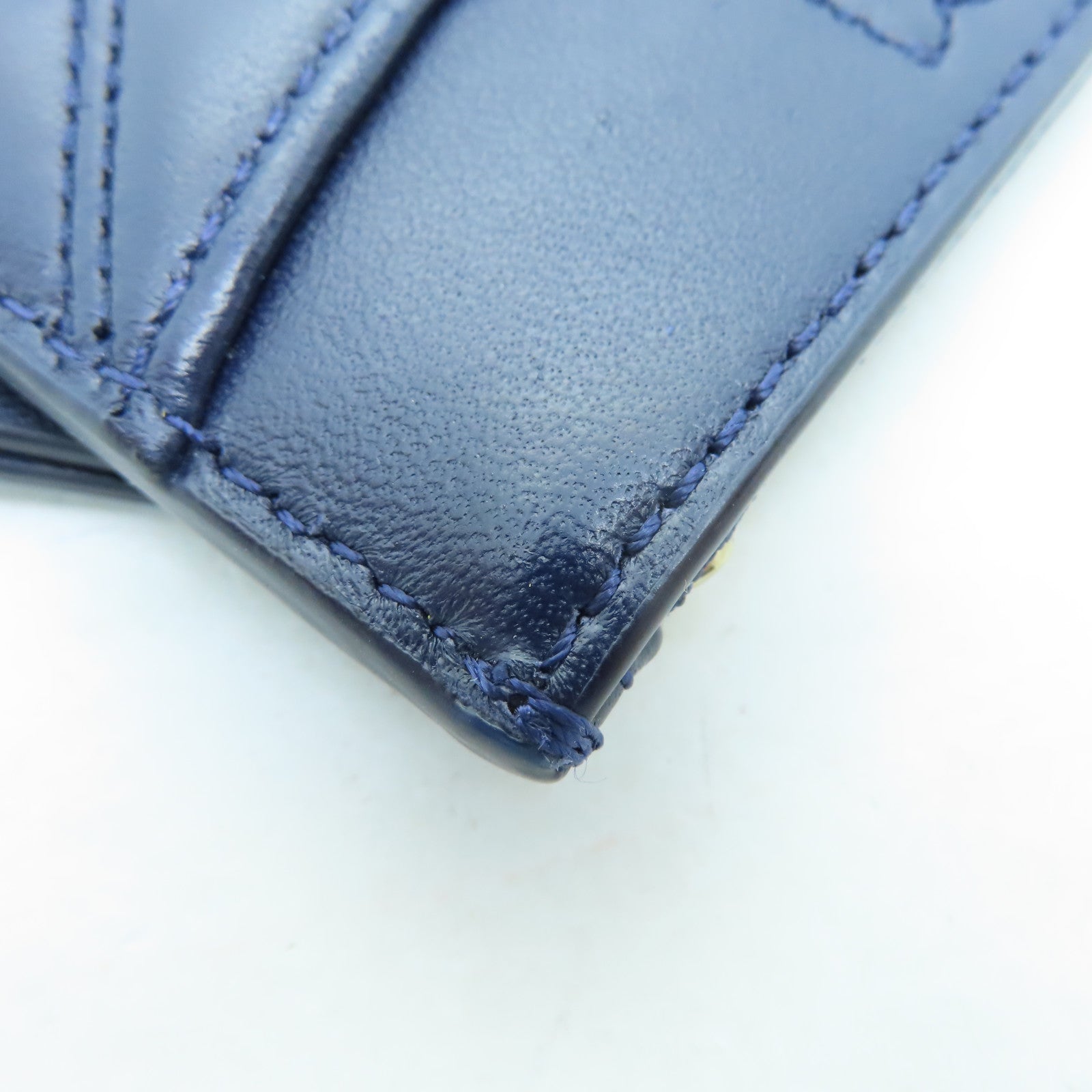 Tory Burch 牛皮皮革Card Case金扣卡片套深藍色