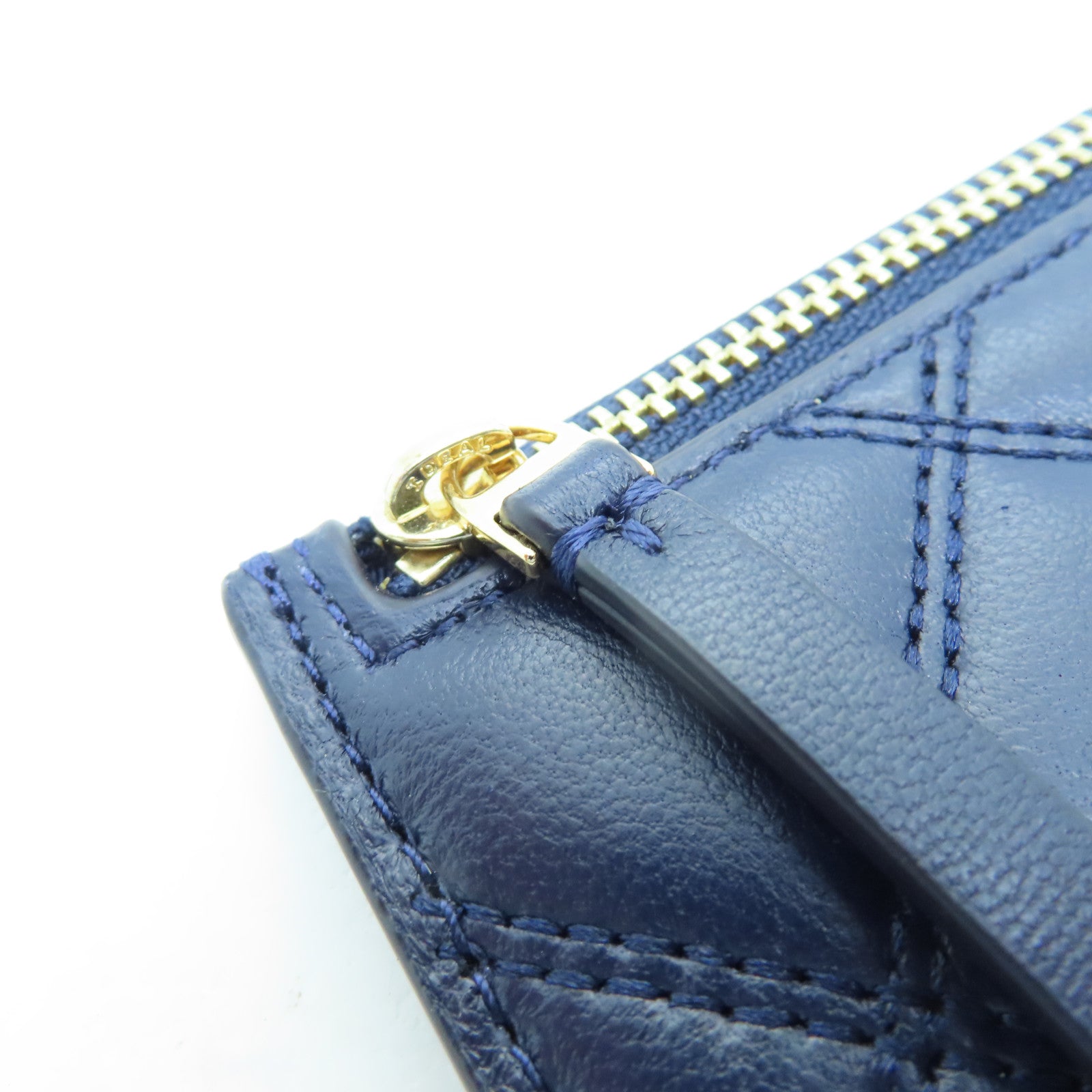 Tory Burch 牛皮皮革Card Case金扣卡片套深藍色