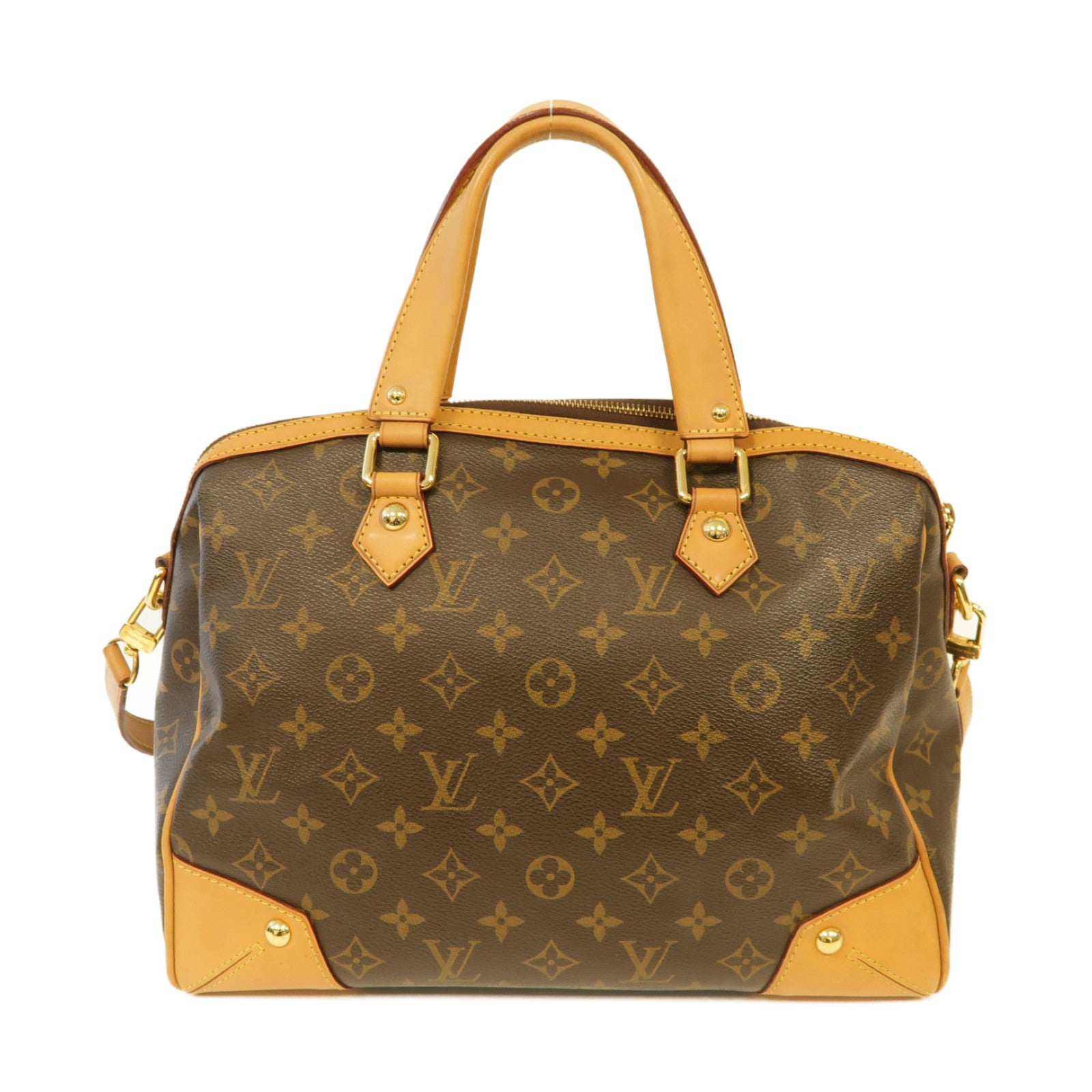 LOUIS VUITTON Monogram Retiro PM金扣手挽肩背兩用袋棕色