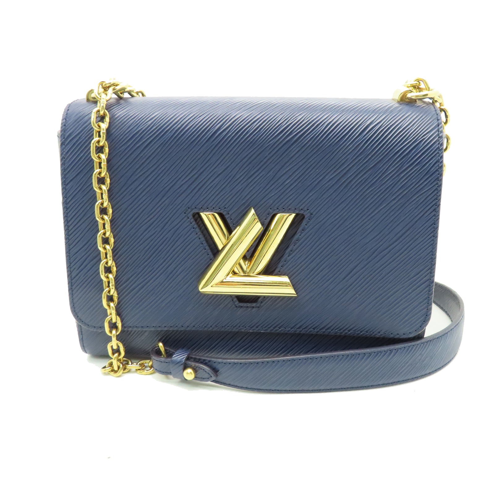 LOUIS VUITTON Epi Twist MM Gold Buckle Chain Shoulder Bag Blue