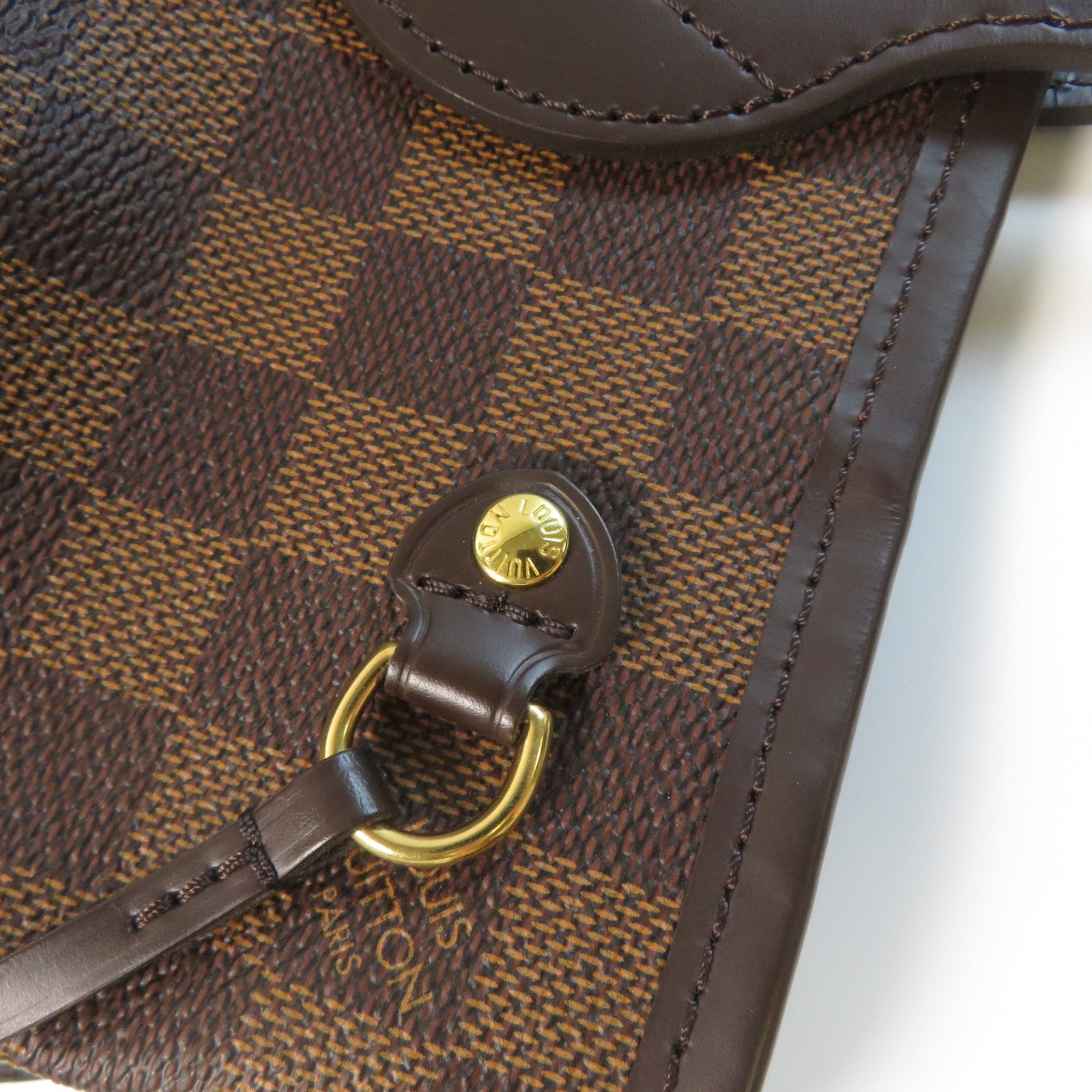 LOUIS VUITTON Damier Ebene Neverfull PM金扣手挽袋啡色