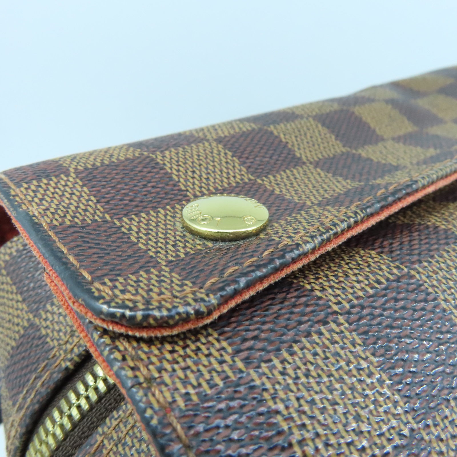 LOUIS VUITTON Damier Naviglio金扣肩背袋啡色