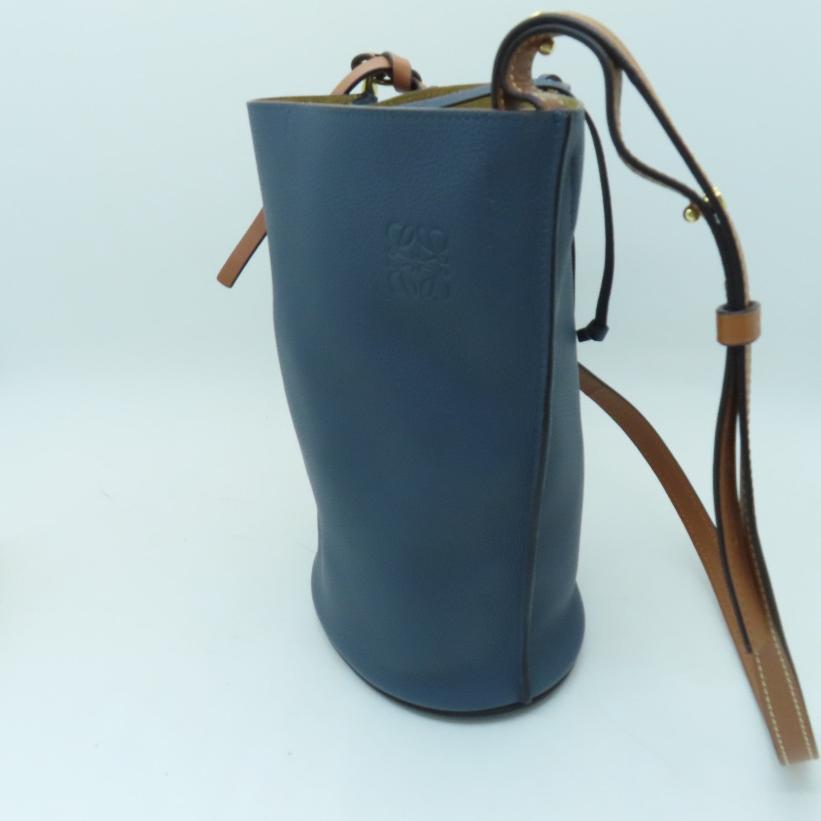 LOEWE 牛皮皮革Shoulder Bag金扣肩背袋藍色