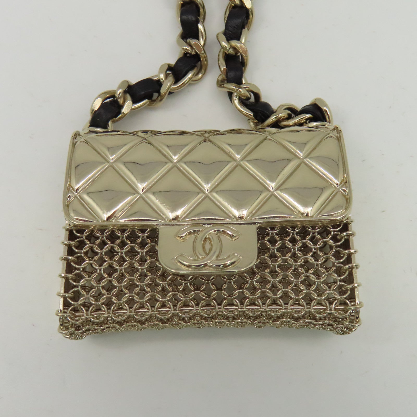 CHANEL 金屬/皮革Belt金扣腰帶黑色/金色