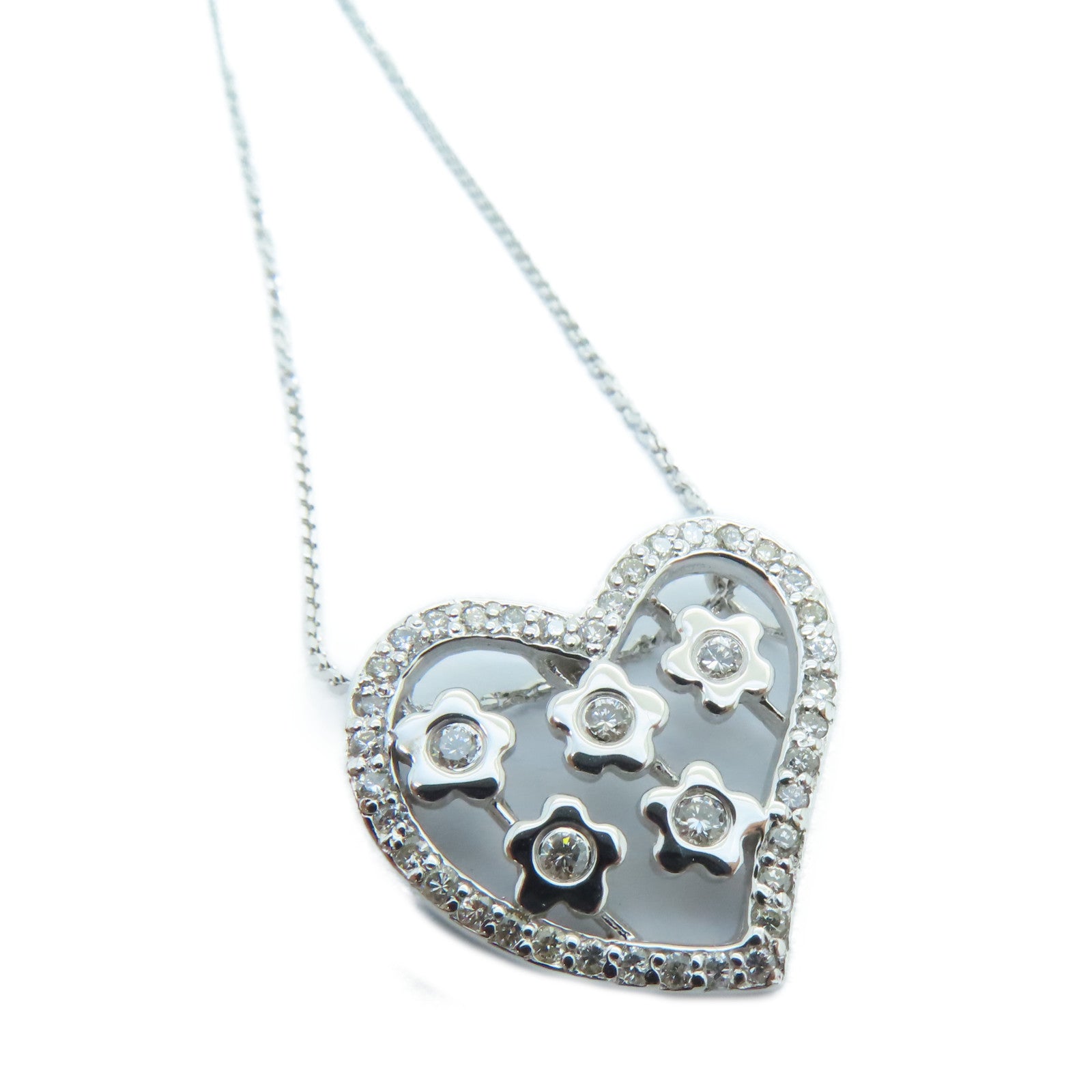 JEWELRY [Sharp Discount] 18K White Gold/925 Sterling Silver Diamond Necklace 0.37ct Diamond Necklace
