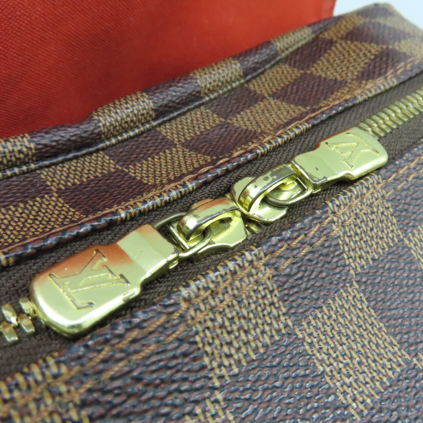LOUIS VUITTON Damier Naviglio金扣肩背袋啡色