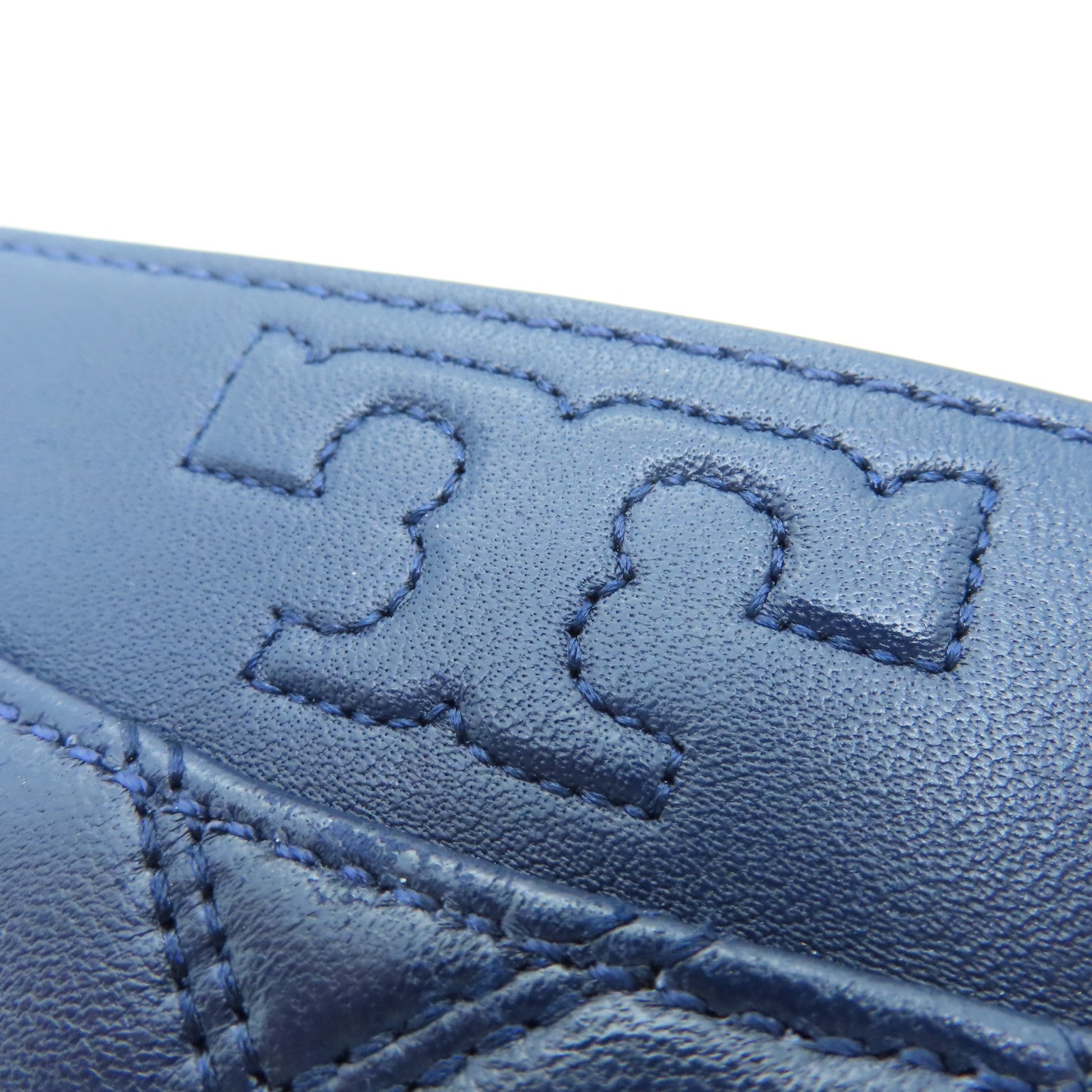 Tory Burch 牛皮皮革Card Case金扣卡片套深藍色