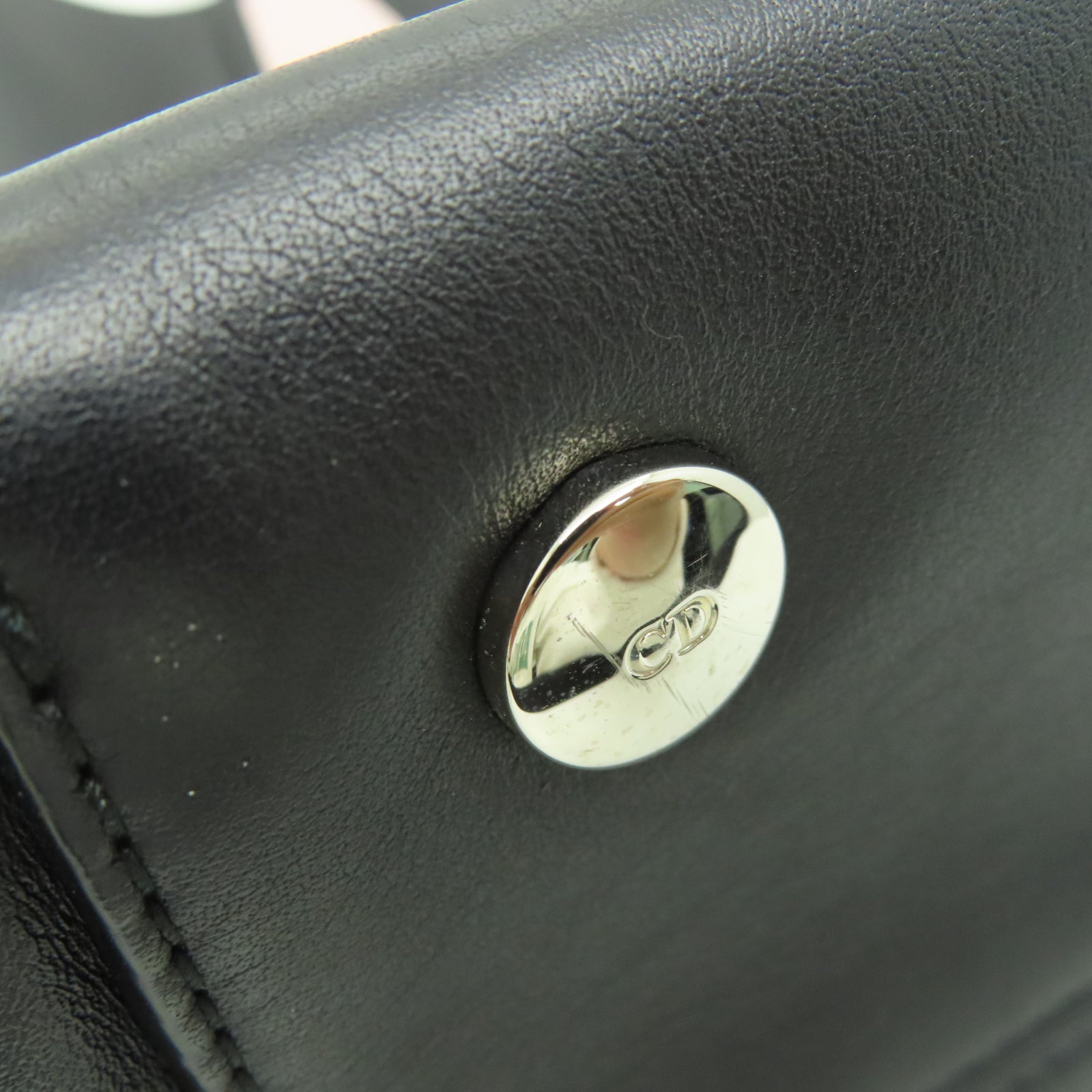 Dior 牛皮皮革Addict Vertical Tote Bag银扣手挽袋黑色/粉红色