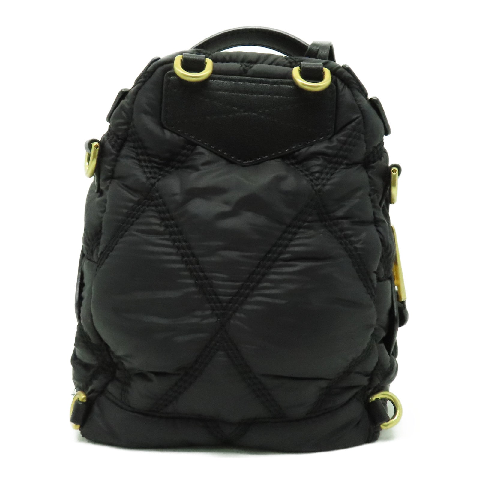 MOSCHINO 菱格尼龍Mini Backpack金扣背包黑色
