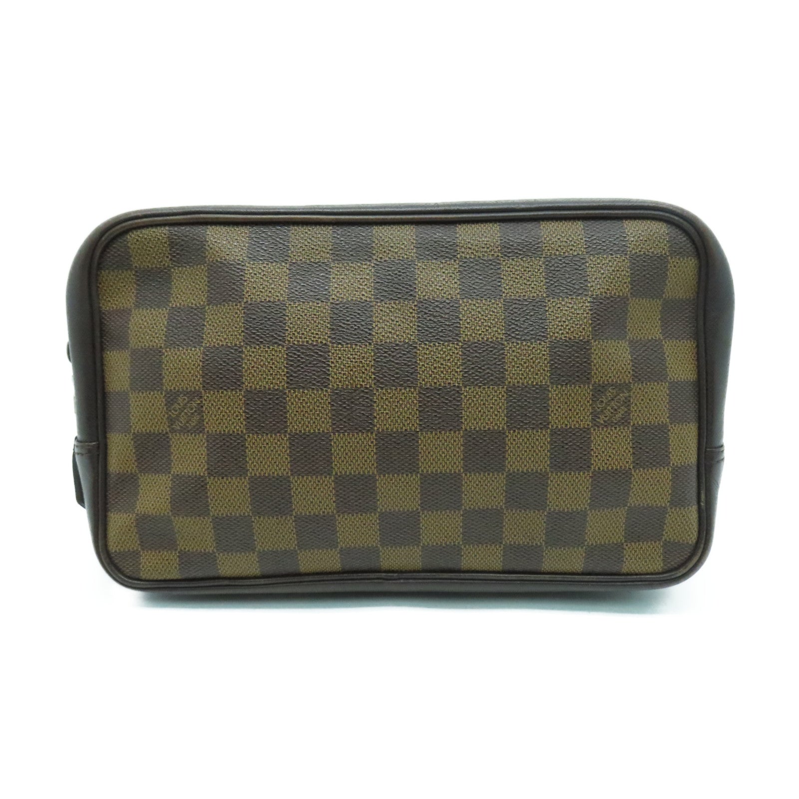 LOUIS VUITTON Damier塗層帆布Trousse Toilteet 金扣手提包啡色