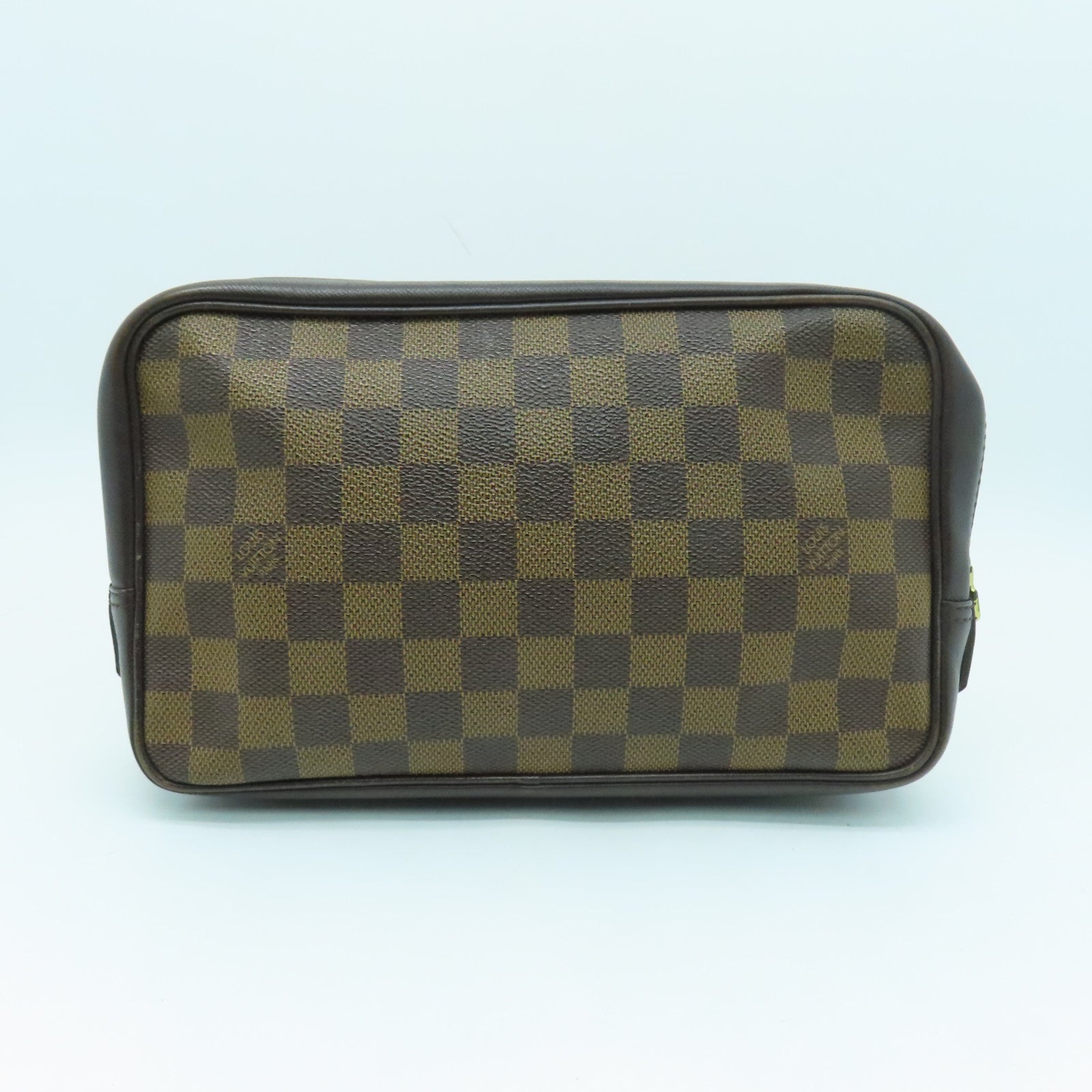 LOUIS VUITTON Damier塗層帆布Trousse Toilteet 金扣手提包啡色