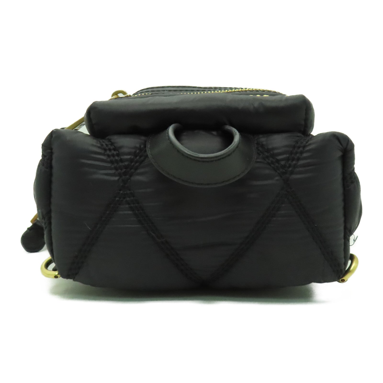 MOSCHINO 菱格尼龍Mini Backpack金扣背包黑色