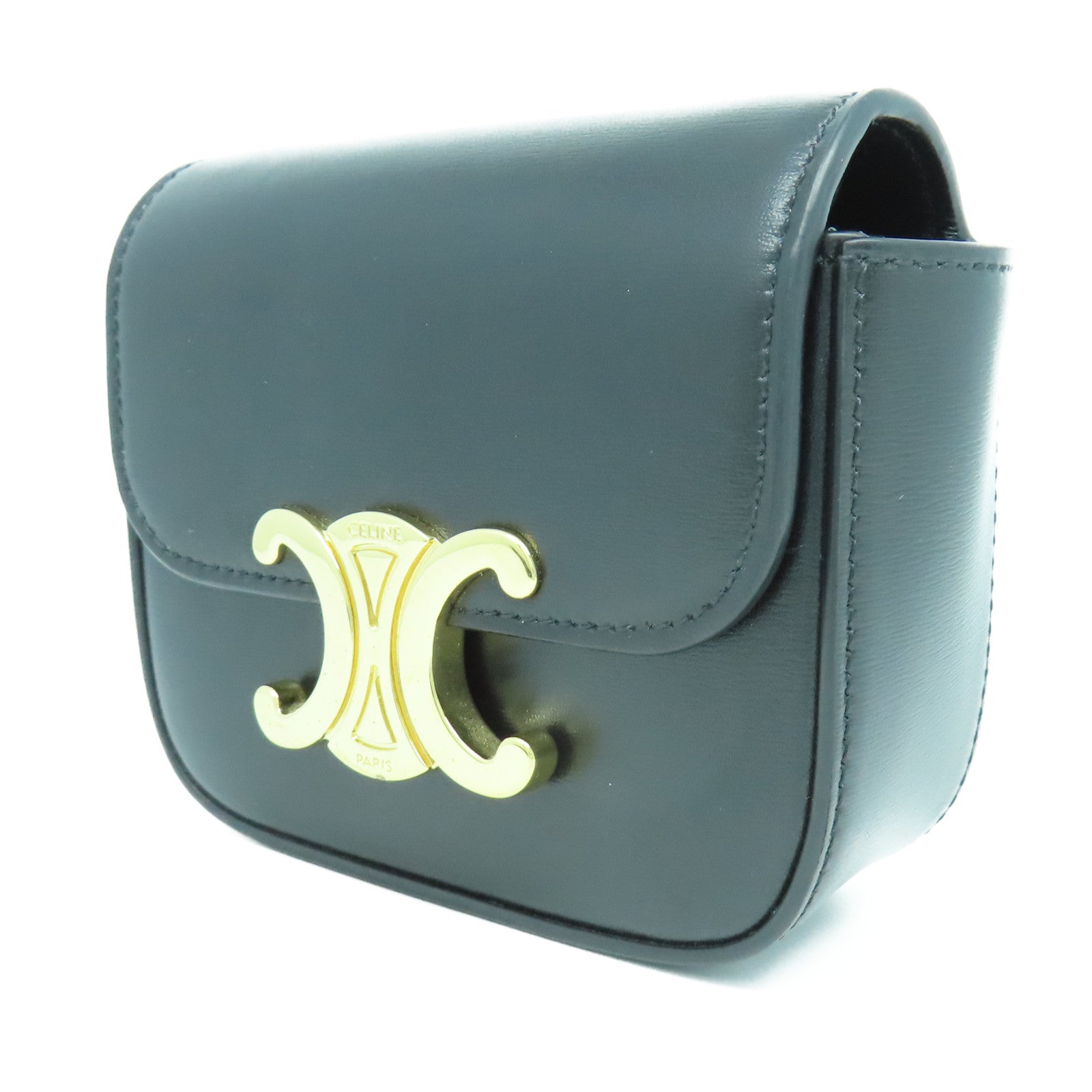 CELINE 牛皮皮革Claude Mini Bag金扣肩背袋黑色