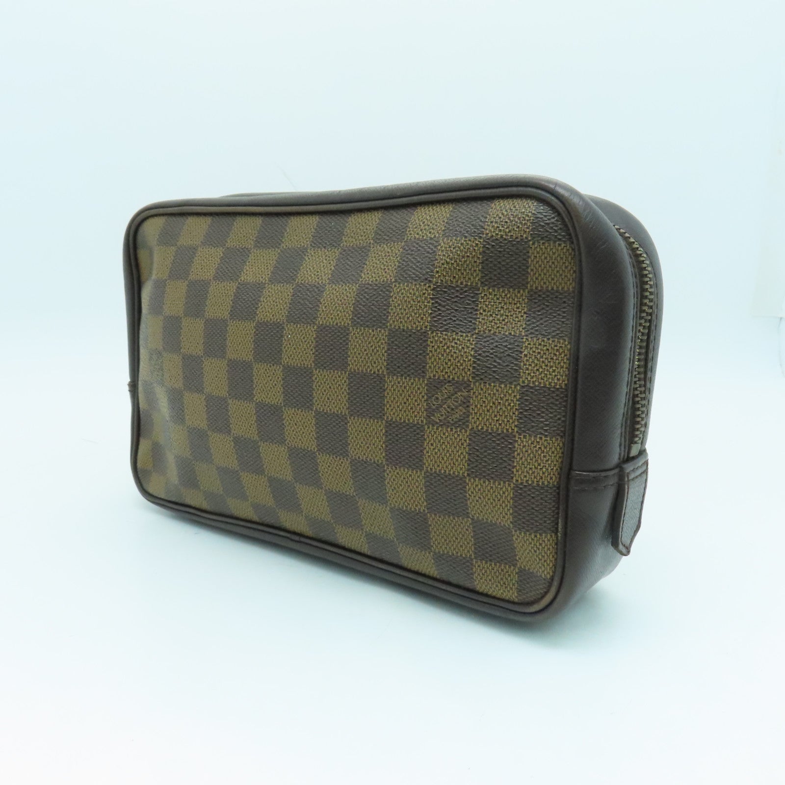 LOUIS VUITTON Damier塗層帆布Trousse Toilteet 金扣手提包啡色