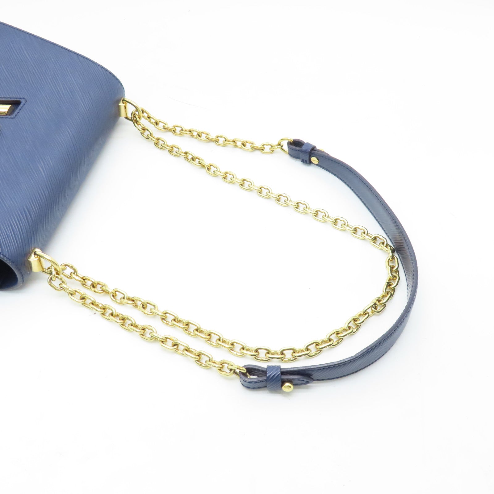 LOUIS VUITTON Epi Twist MM Gold Buckle Chain Shoulder Bag Blue