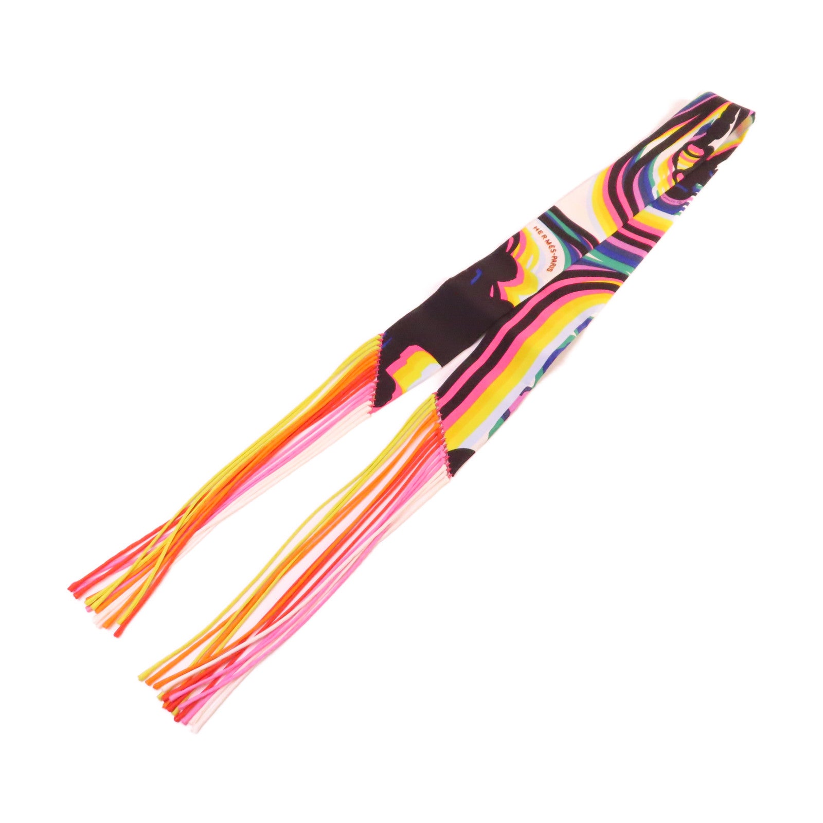 HERMES 絲質Twilly Scarf絲巾黑色/彩色