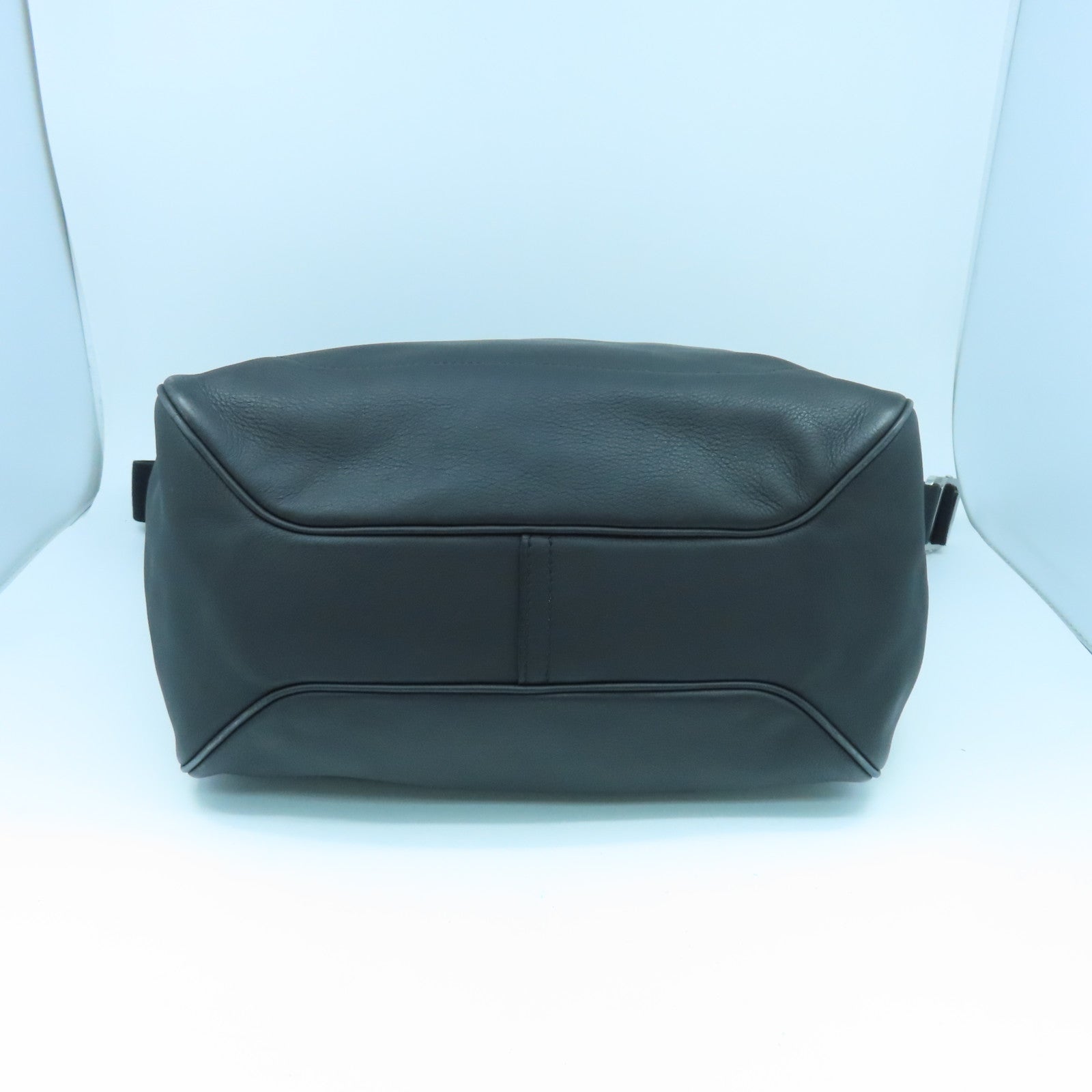 HERMES Leather Cristobal Cityslide Silver Buckle Shoulder Bag Black