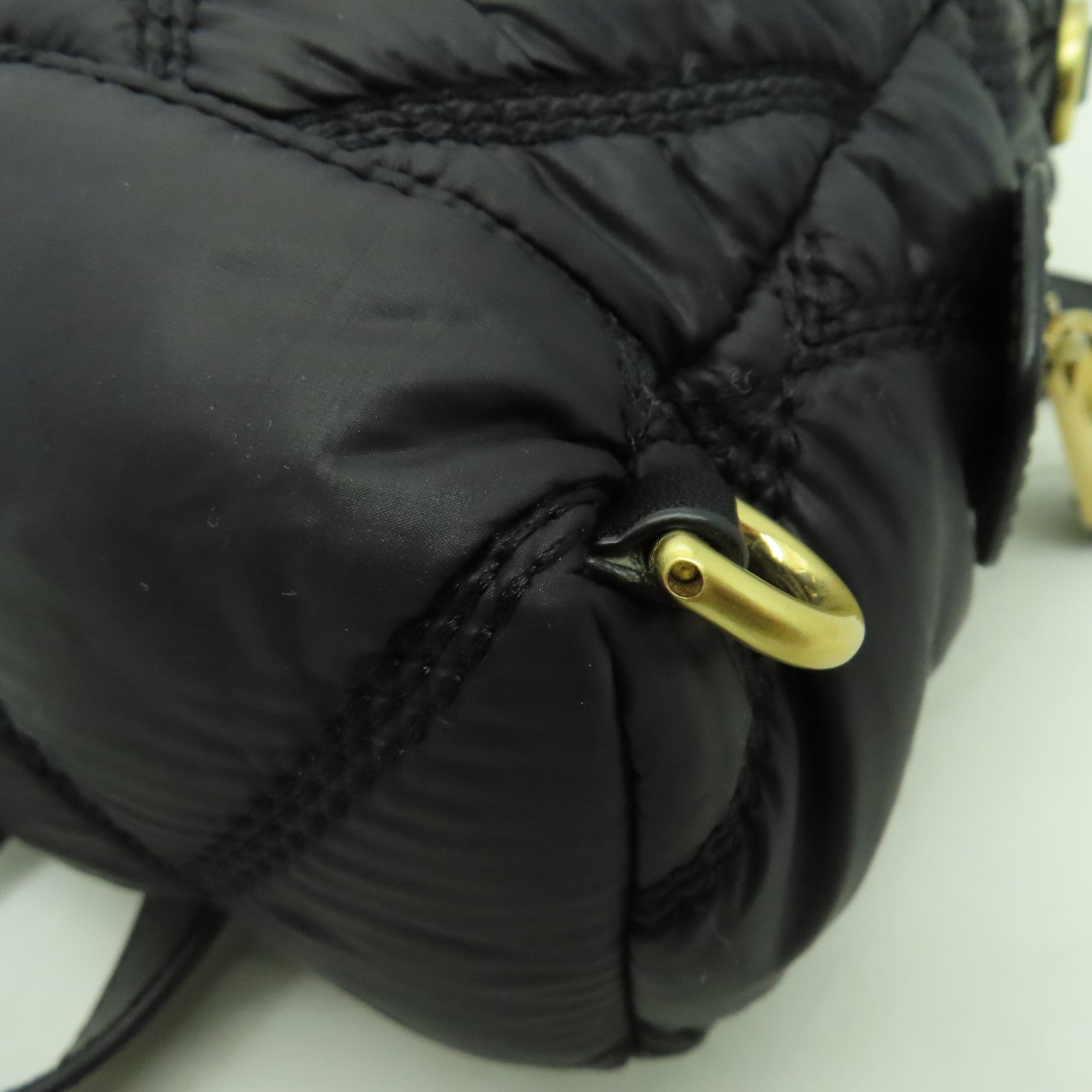 MOSCHINO 菱格尼龍Mini Backpack金扣背包黑色