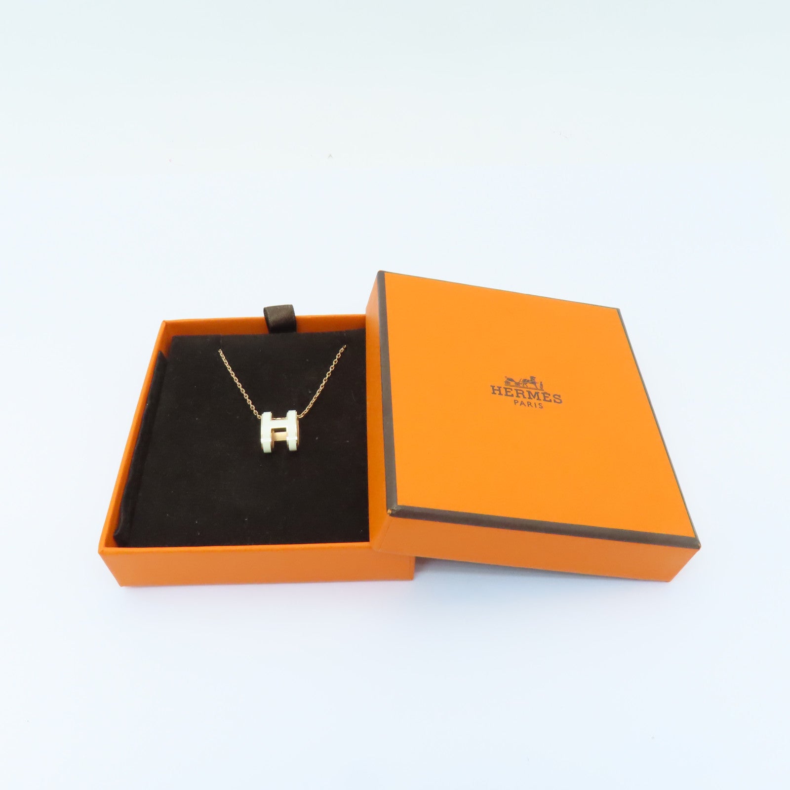 HERMES 金属Pop H Necklace项链Nata白色/金色