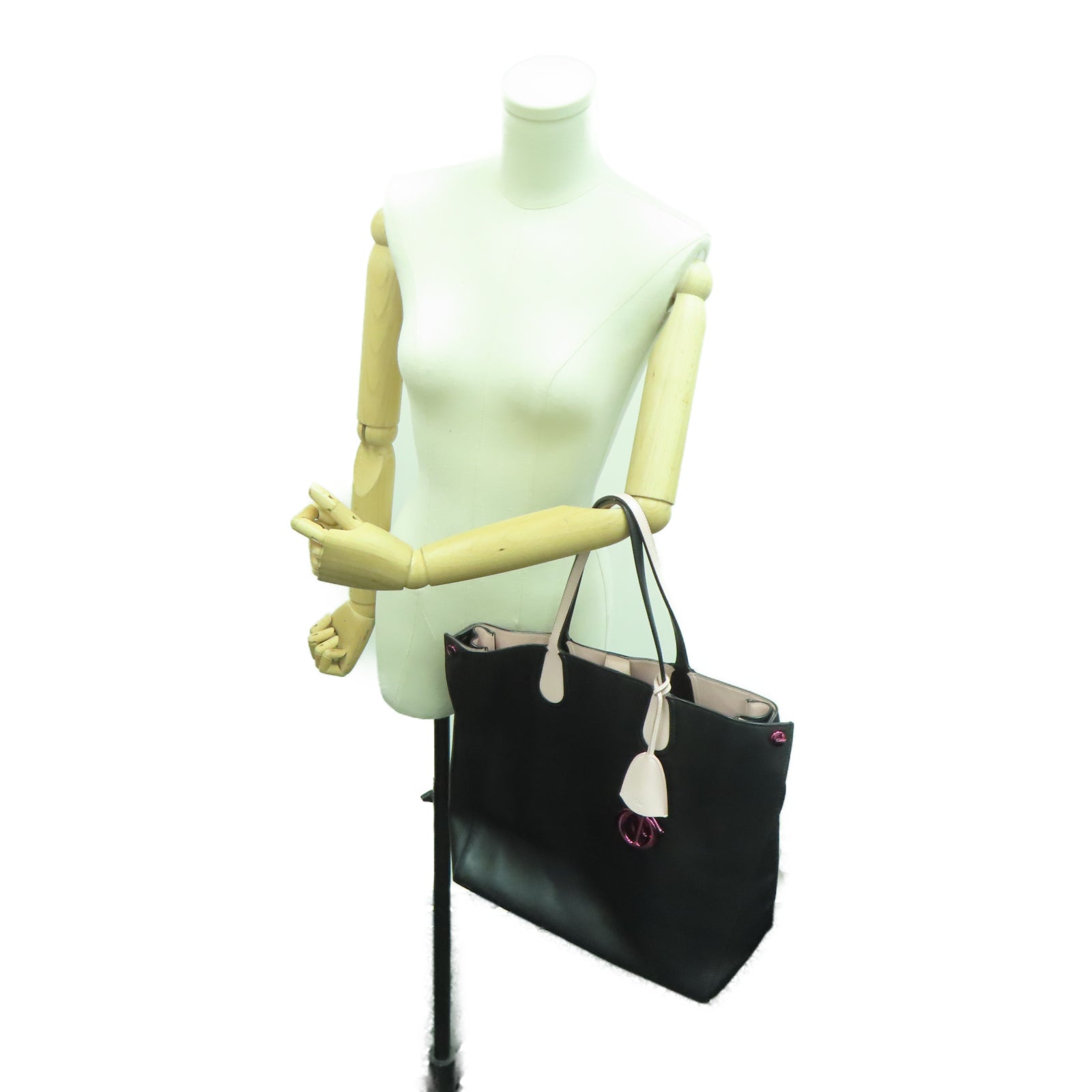 Dior 牛皮皮革Addict Vertical Tote Bag银扣手挽袋黑色/粉红色