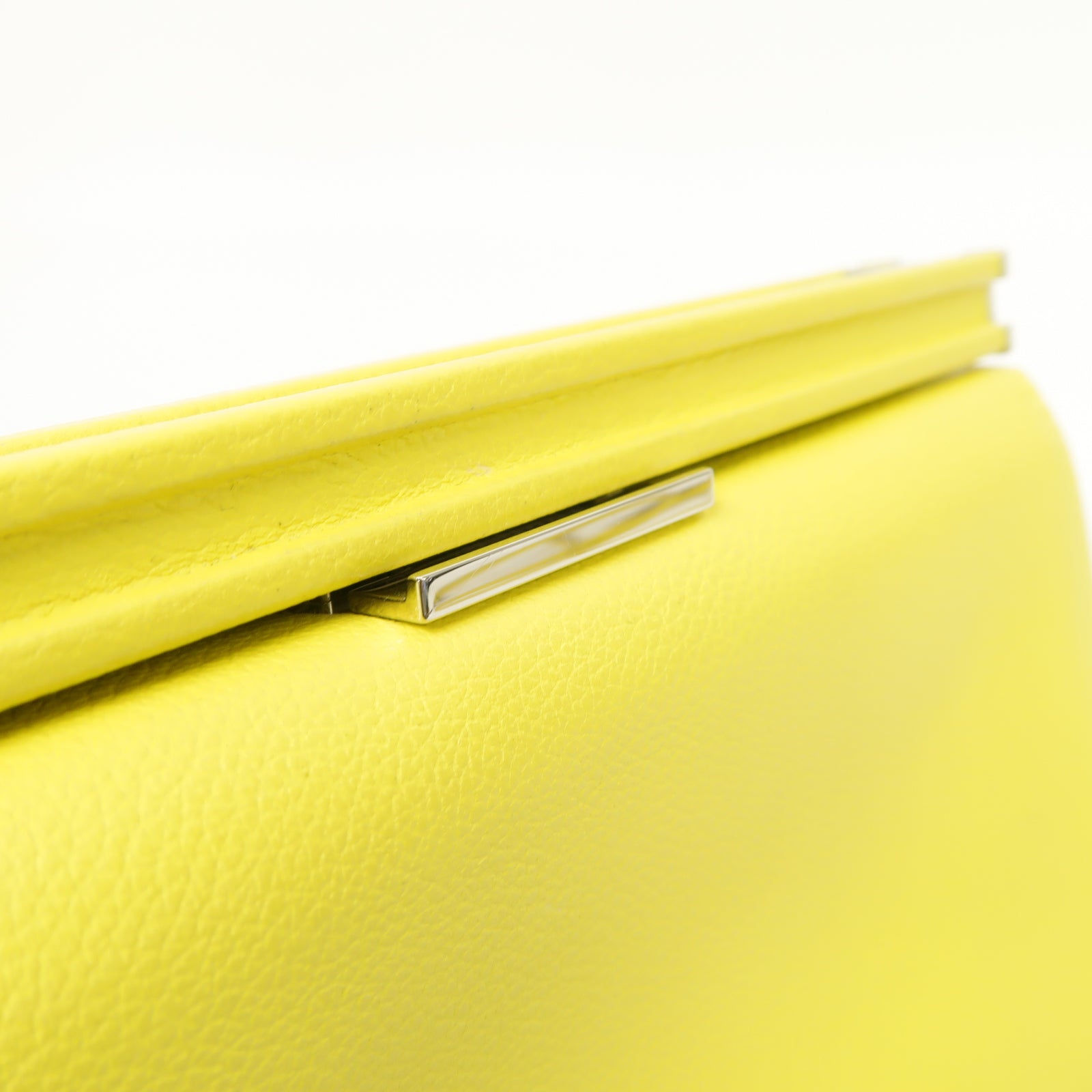 HERMES Evercolor皮革Clic H 21銀扣肩背袋黃色