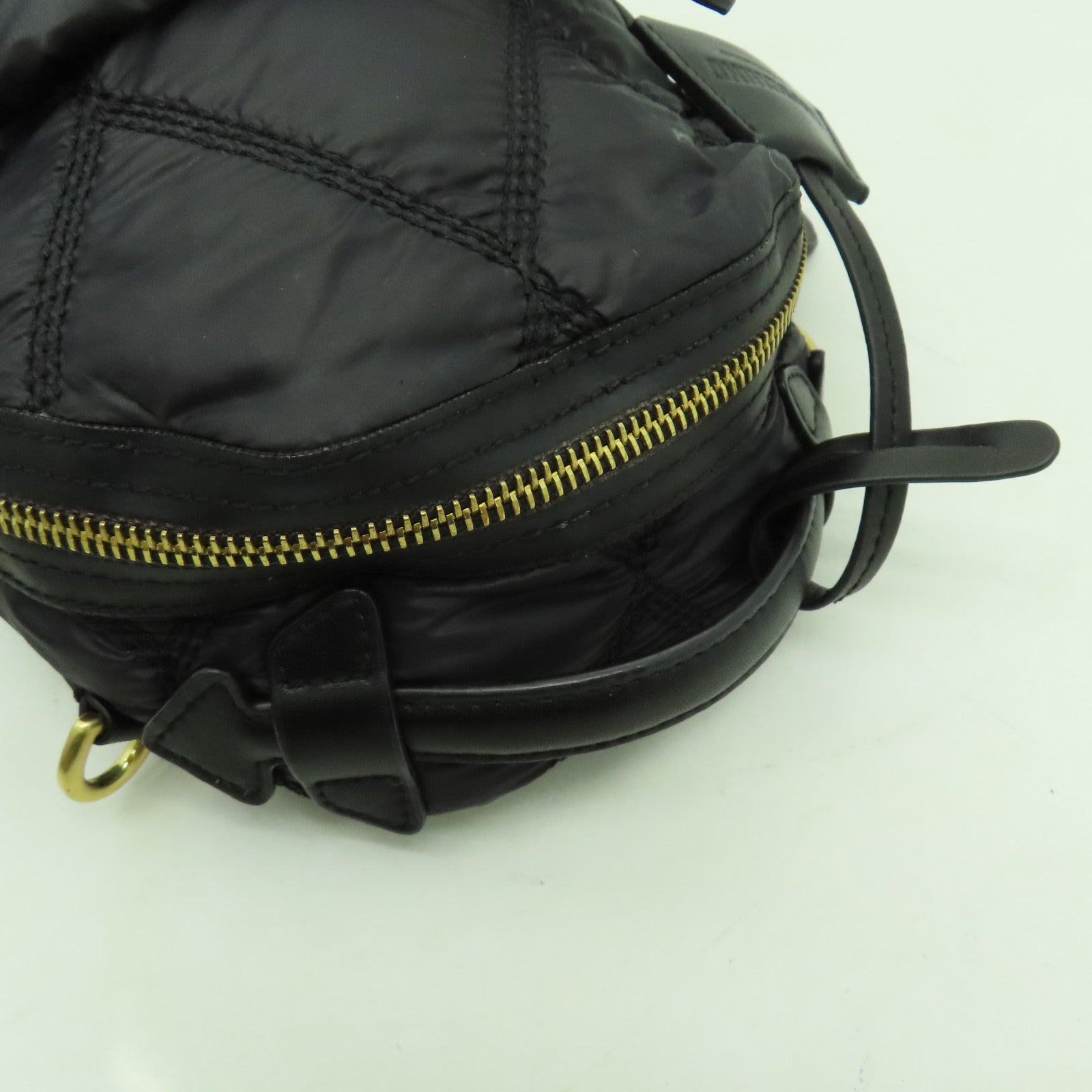 MOSCHINO 菱格尼龍Mini Backpack金扣背包黑色