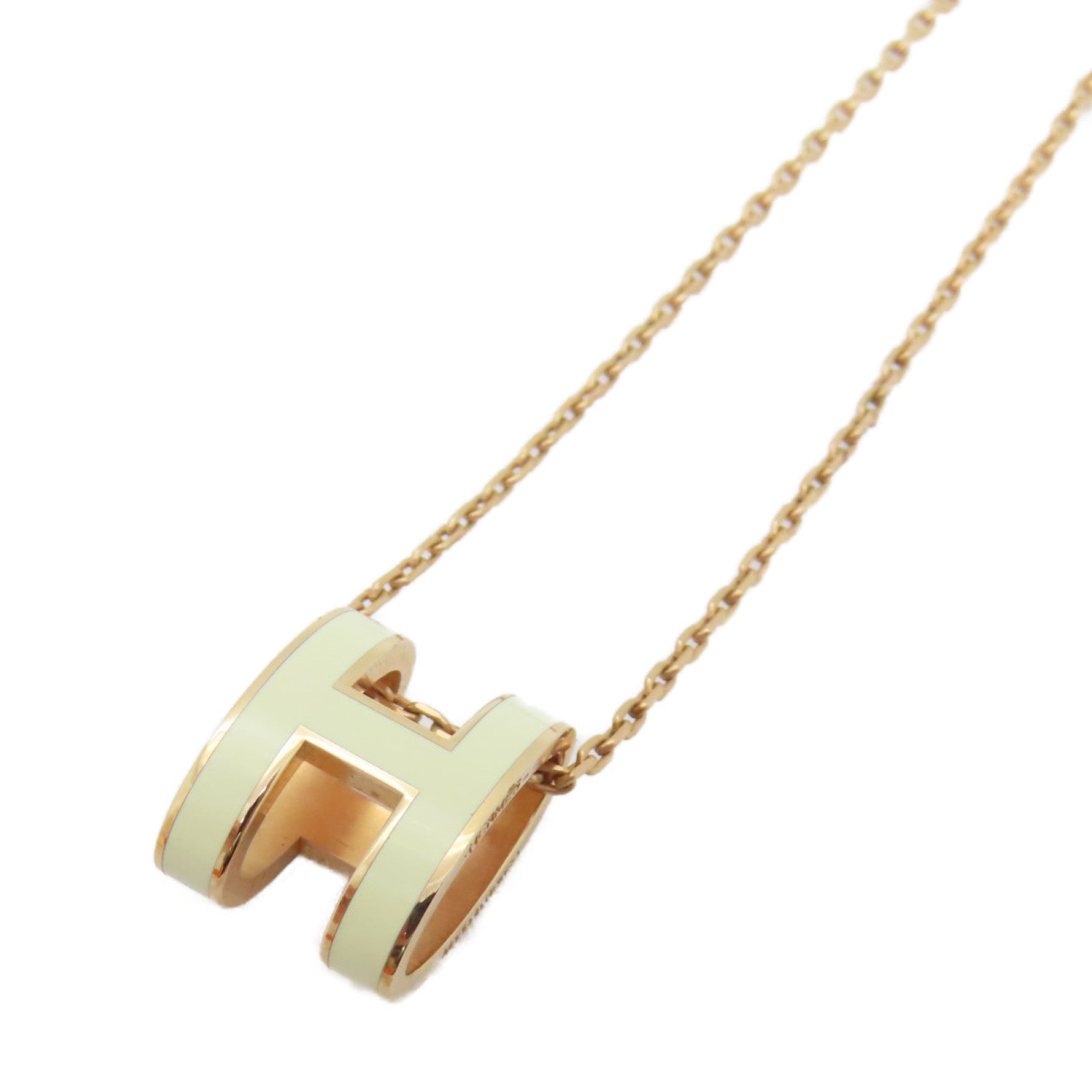 HERMES 金属Pop H Necklace项链Nata白色/金色