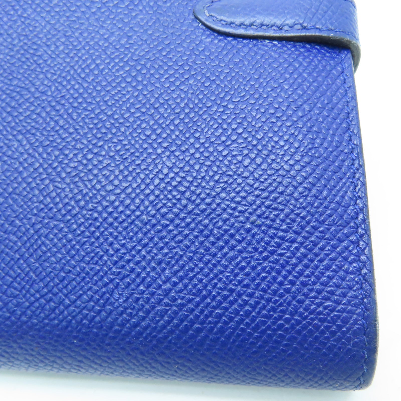 HERMES 【激減優惠】Epsom皮革Kelly Wallet銀扣長銀包藍色Blue Saphir