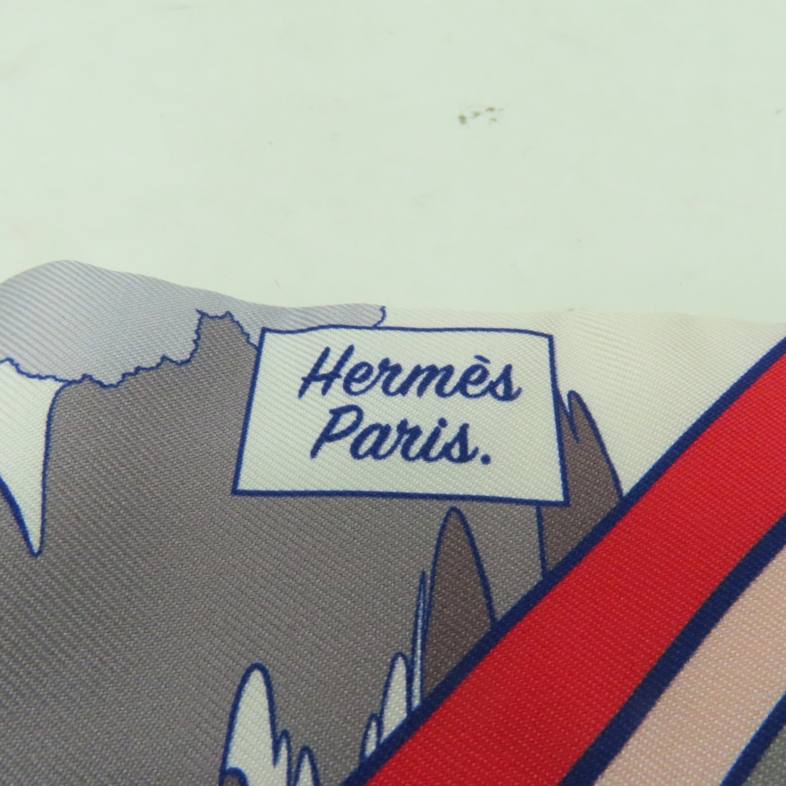 HERMES 絲質Twilly絲巾灰色/粉紅色