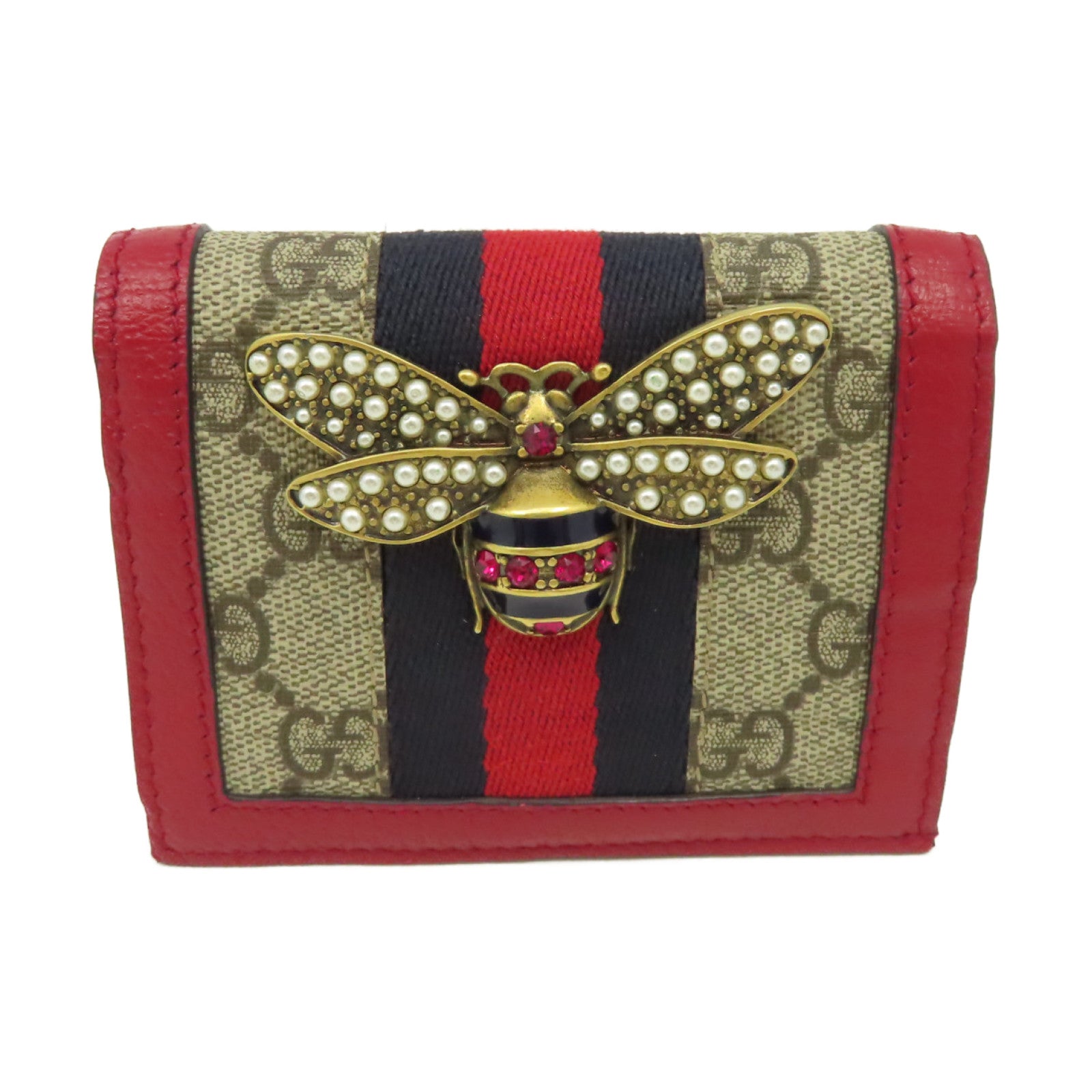 GUCCI 塗層皮革Wallet錢包啡色/紅色