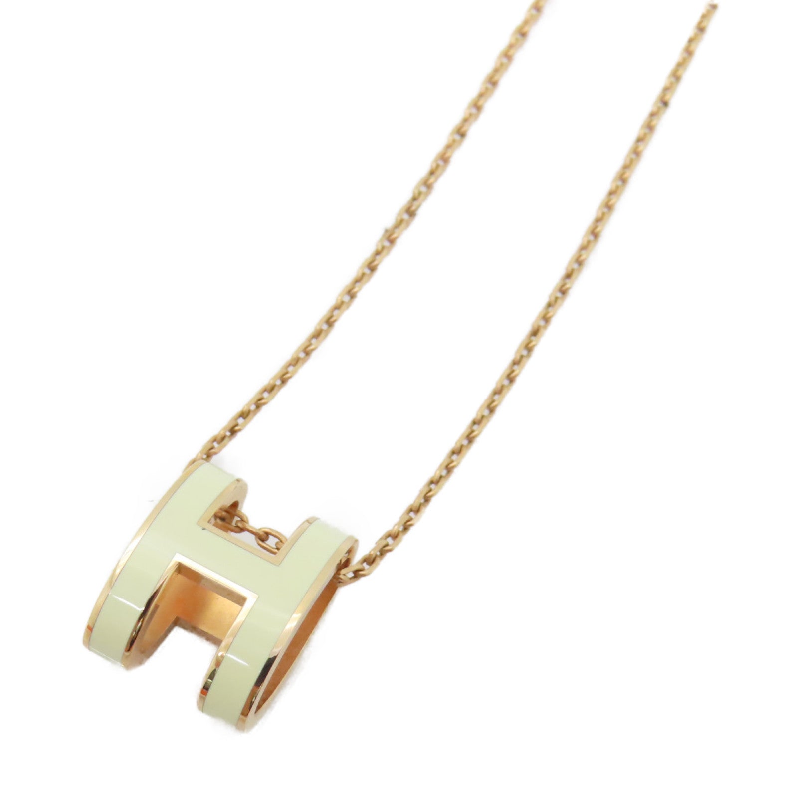 HERMES 金属Pop H Necklace项链Nata白色/金色