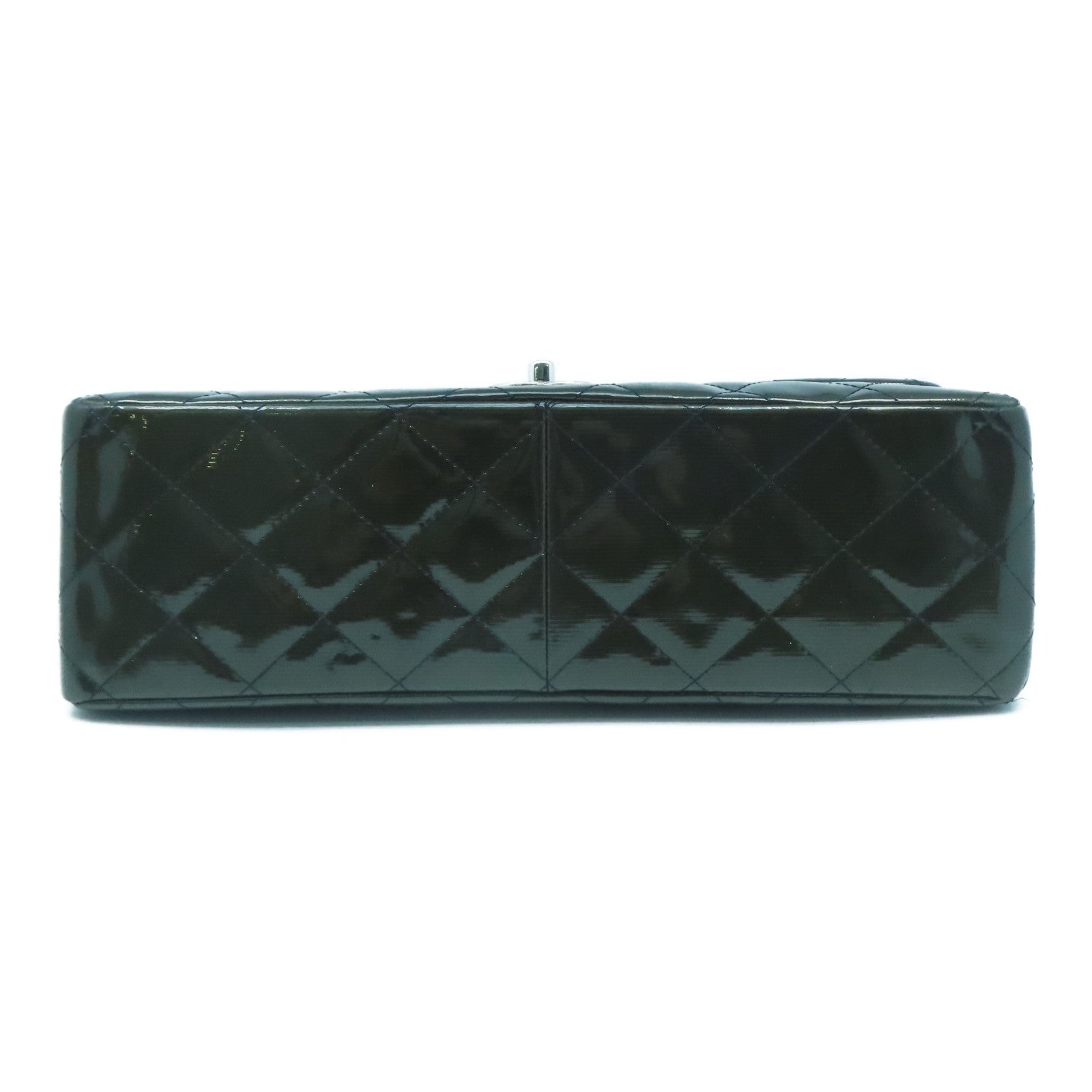 CHANEL 漆皮l皮革Chain Shoulder Bag銀扣鏈帶肩背袋綠色
