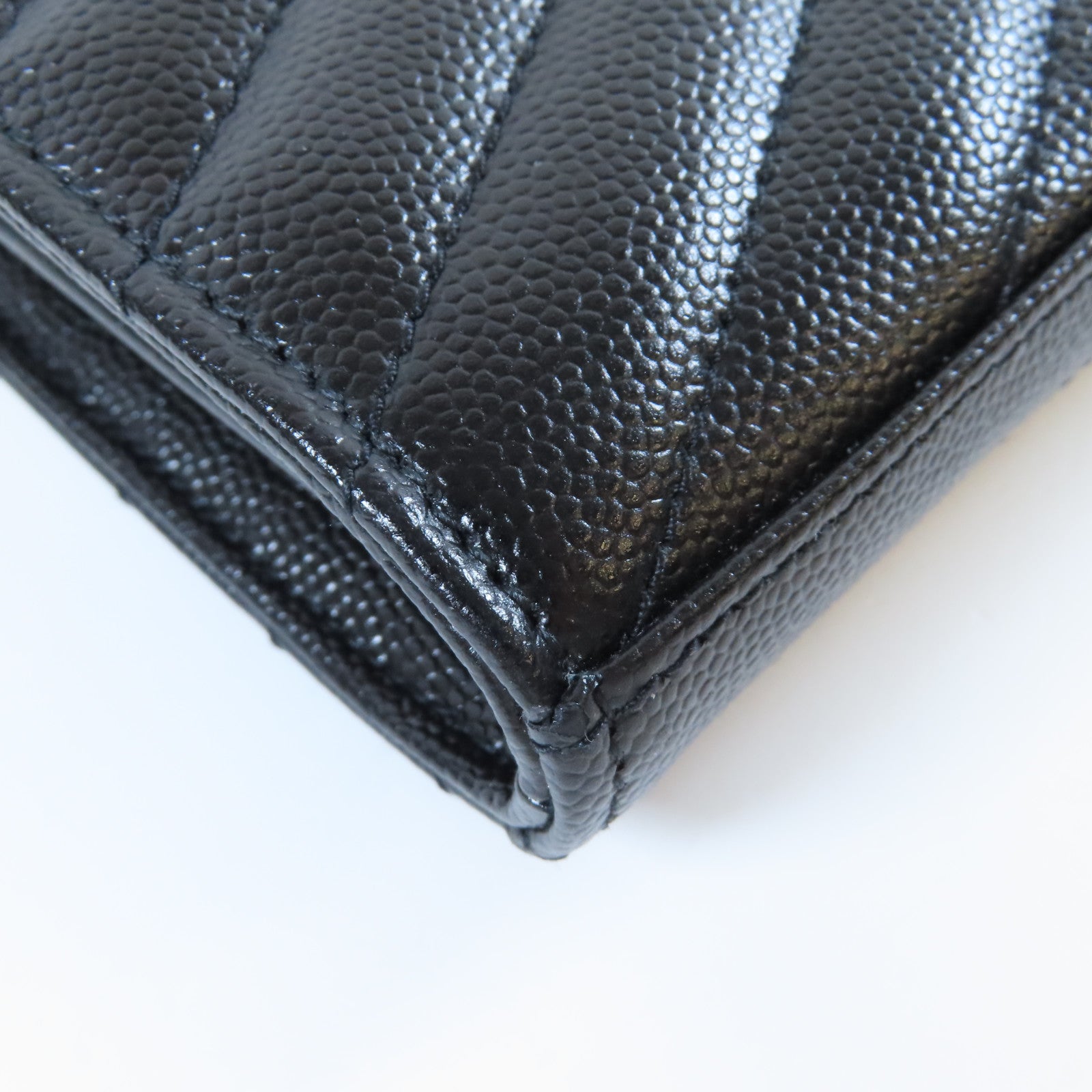 SAINT LAURENT 牛皮皮革Wallet On Chain銀扣鏈帶肩背袋黑色