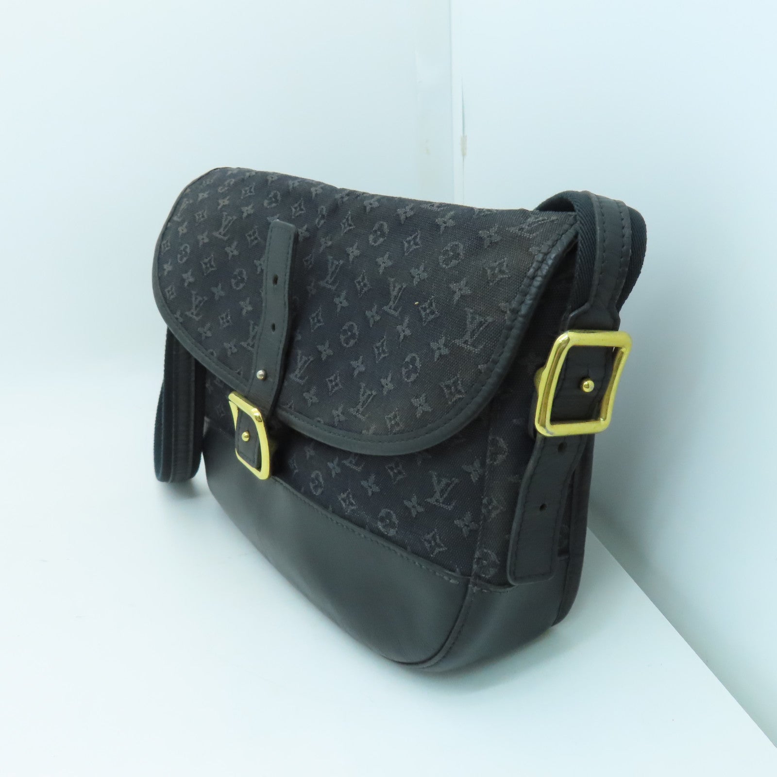LOUIS VUITTON Monogram Mini Mini Belanger金扣肩背袋黑色