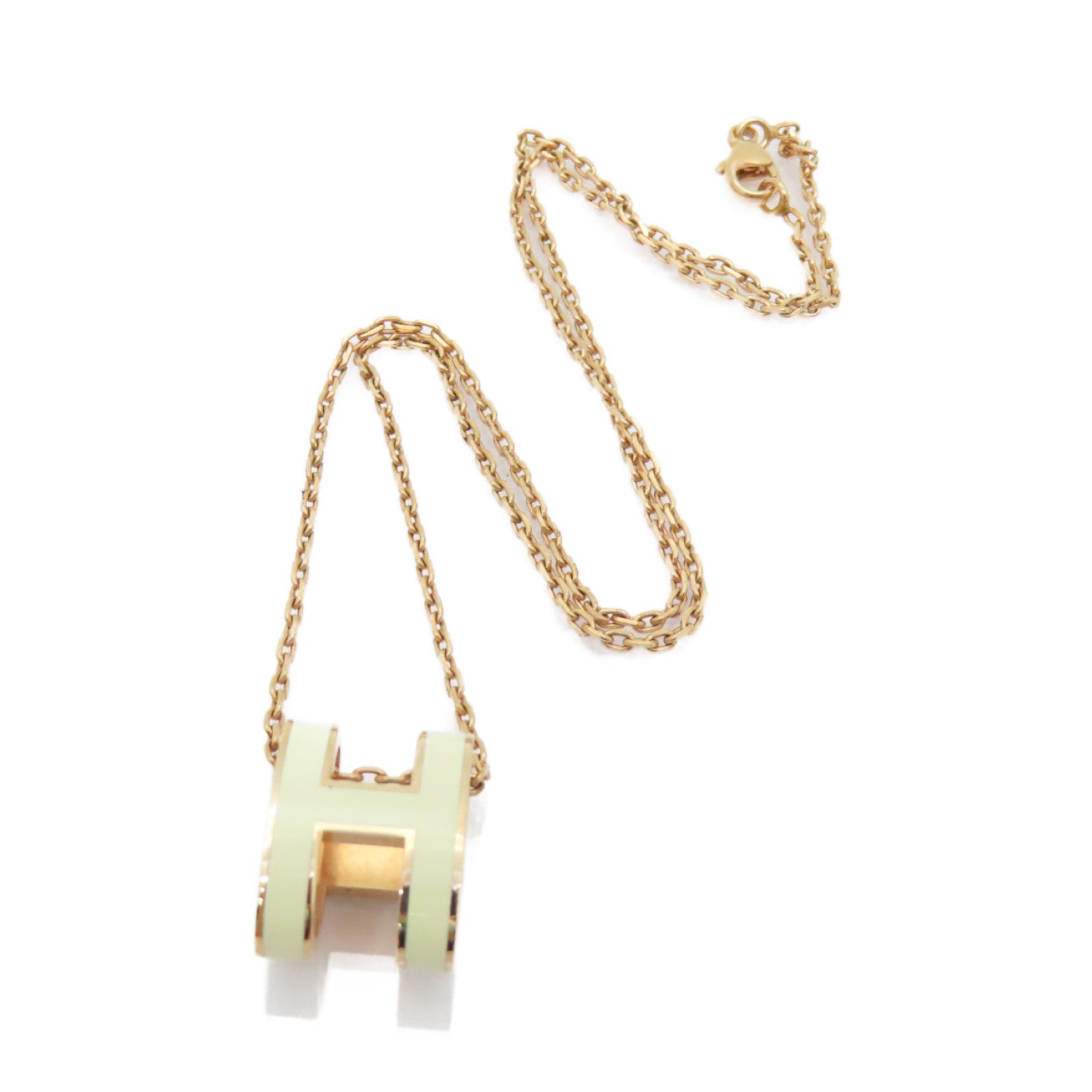 HERMES 金属Pop H Necklace项链Nata白色/金色