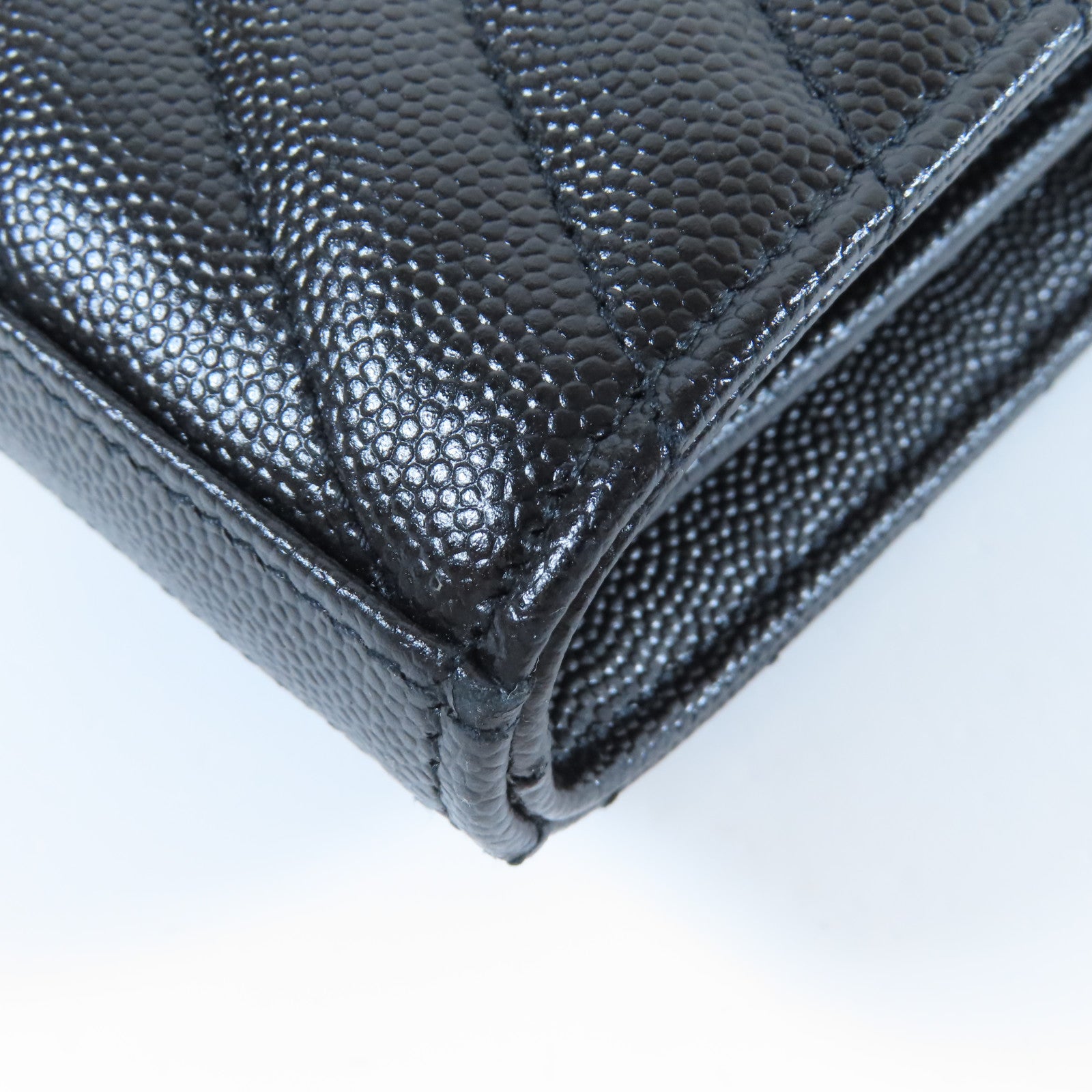 SAINT LAURENT 牛皮皮革Wallet On Chain銀扣鏈帶肩背袋黑色