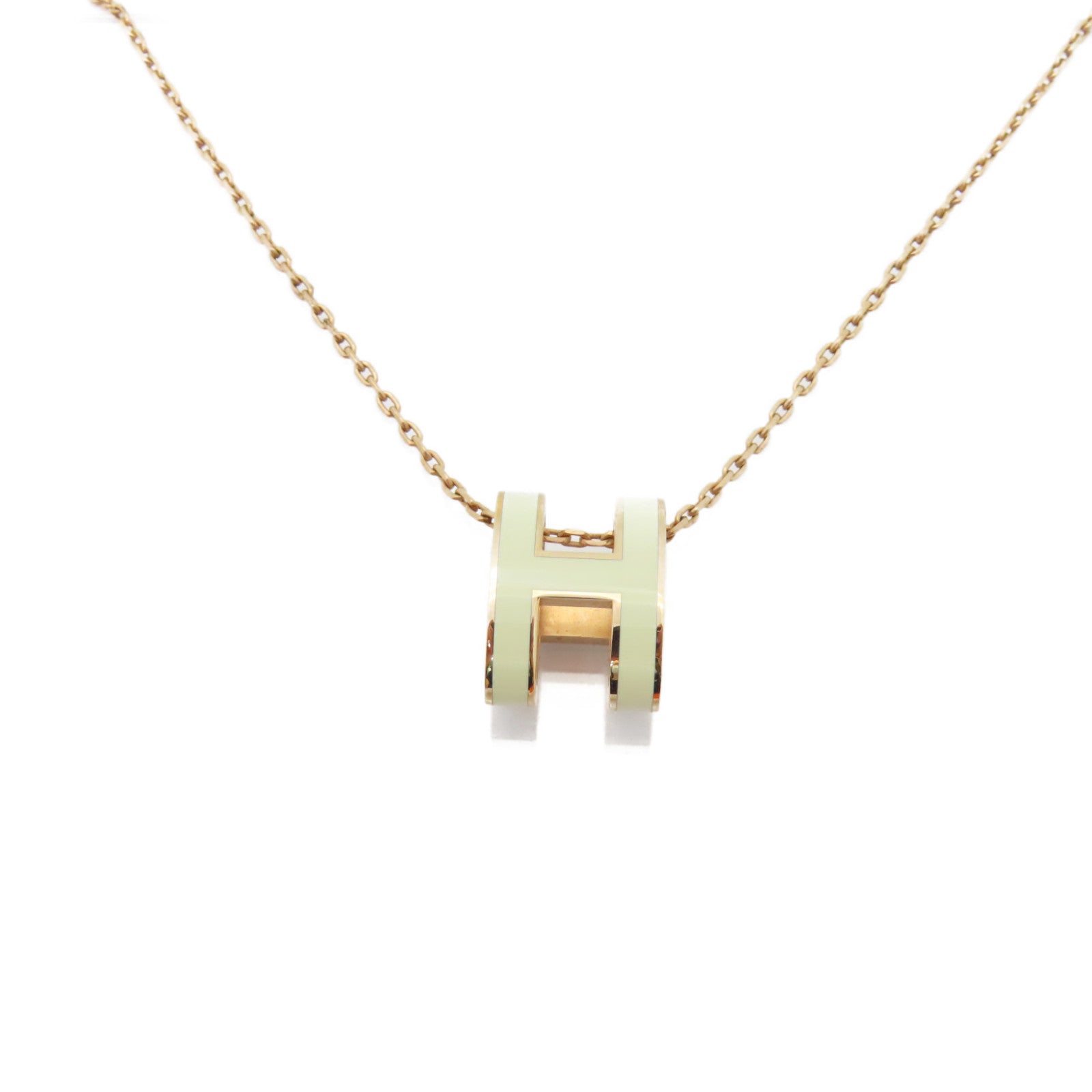 HERMES 金属Pop H Necklace项链Nata白色/金色